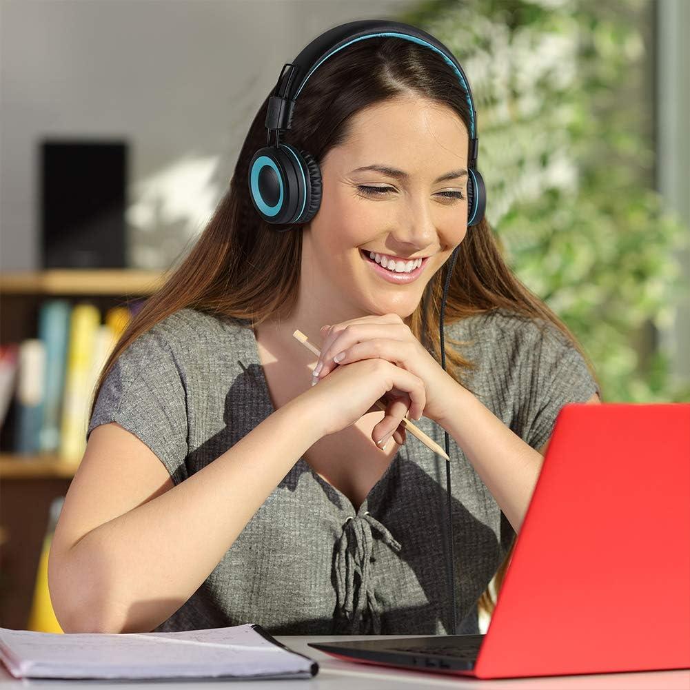 M3 Kids Headphones with Microphone Lightweight Foldable Adjustable Stereo Bass On-Ear Headphones with 1.3 M Tangle-Free Cord for smartphons Tablets MP3/4 with 3.5mm Jack Device(Black)