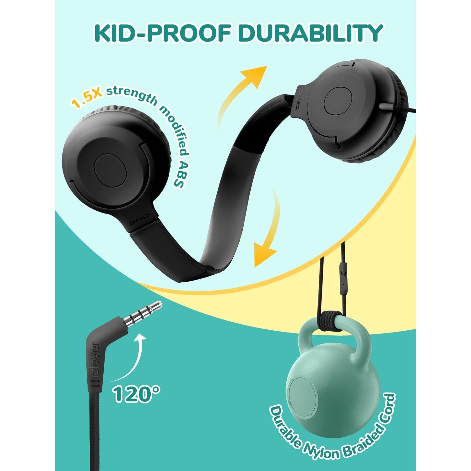 Auriculares iClever IC-HS27 para Niños, Volumen Seguro 85dBA, 5 Unidades