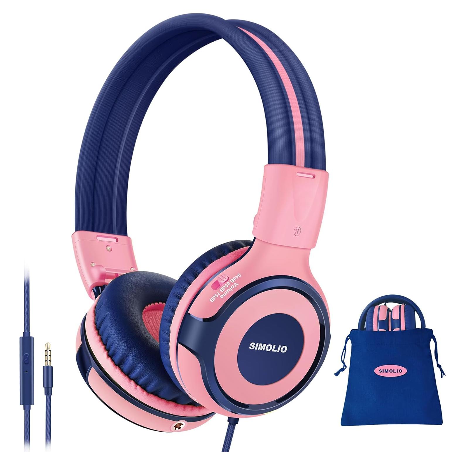 Auriculares para Niños SIMOLIO SM-902P con Micrófono Rosa