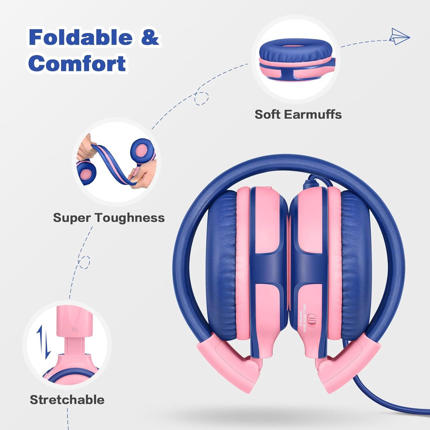 Auriculares para Niños SIMOLIO SM-902P con Micrófono Rosa