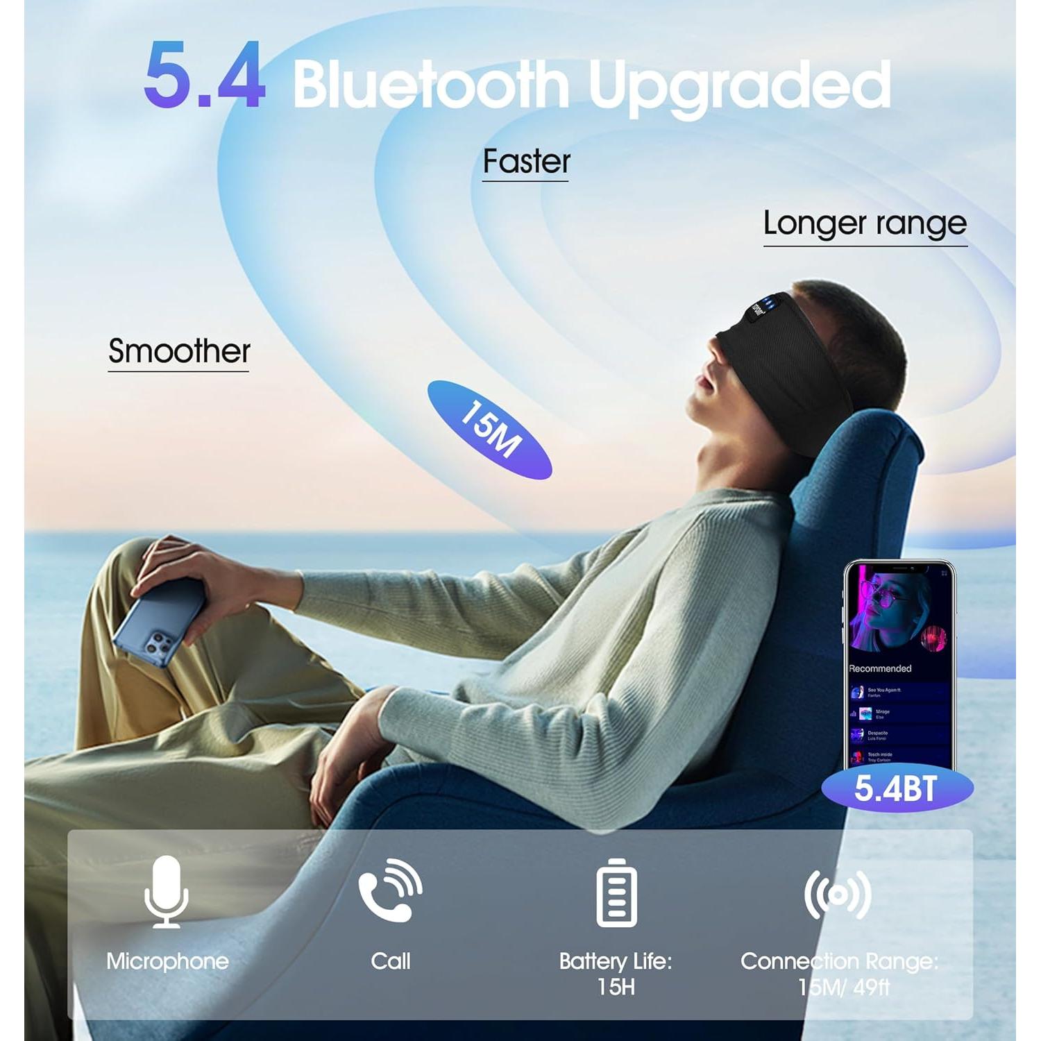 Auriculares Bluetooth TOPOINT 5.4 para dormir y deporte