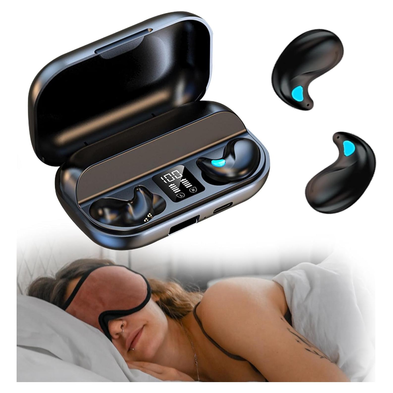 Flat Invisible Sleep Wireless Earphone IPX5 Waterproof Thin Invisible Sleep Earbuds for Side Sleepers Sleep Ear Buds Smallest Tiny Small Mini Discreet Earbud for Sleeping Invisible Headphones