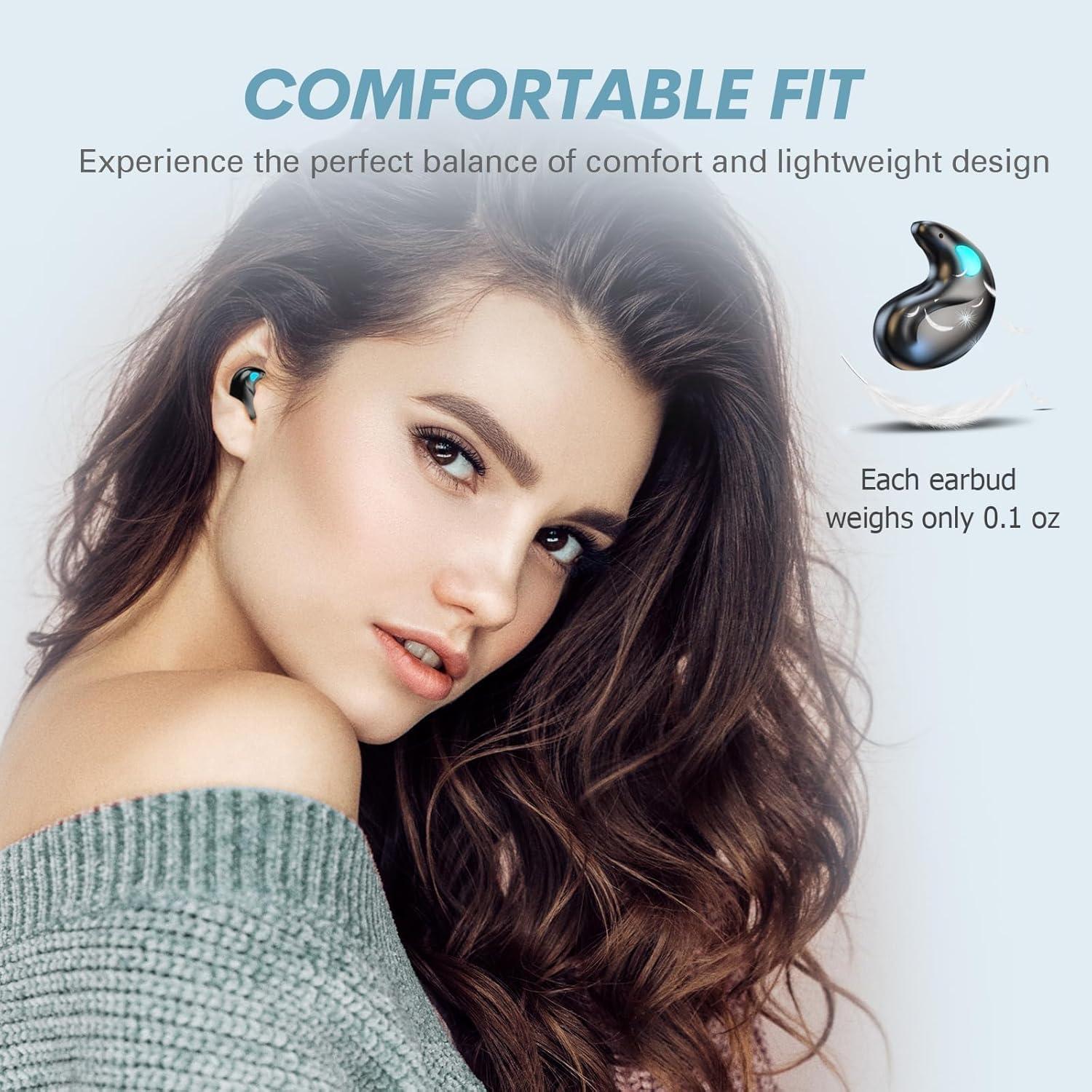 Flat Invisible Sleep Wireless Earphone IPX5 Waterproof Thin Invisible Sleep Earbuds for Side Sleepers Sleep Ear Buds Smallest Tiny Small Mini Discreet Earbud for Sleeping Invisible Headphones