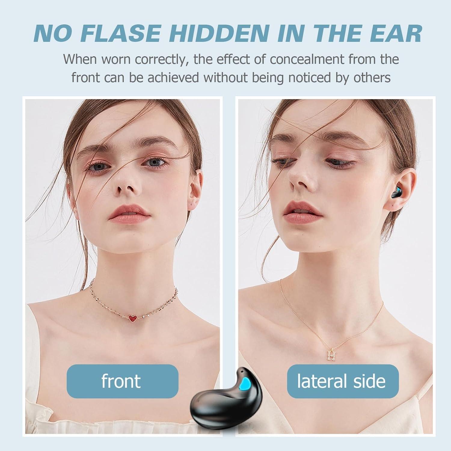 Flat Invisible Sleep Wireless Earphone IPX5 Waterproof Thin Invisible Sleep Earbuds for Side Sleepers Sleep Ear Buds Smallest Tiny Small Mini Discreet Earbud for Sleeping Invisible Headphones