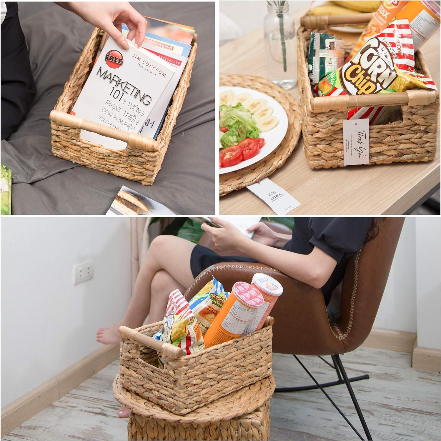 Canasta Pequeña de Mimbre VATIMA 29.5x20.6x12.4 cm - Almacenamiento Natural