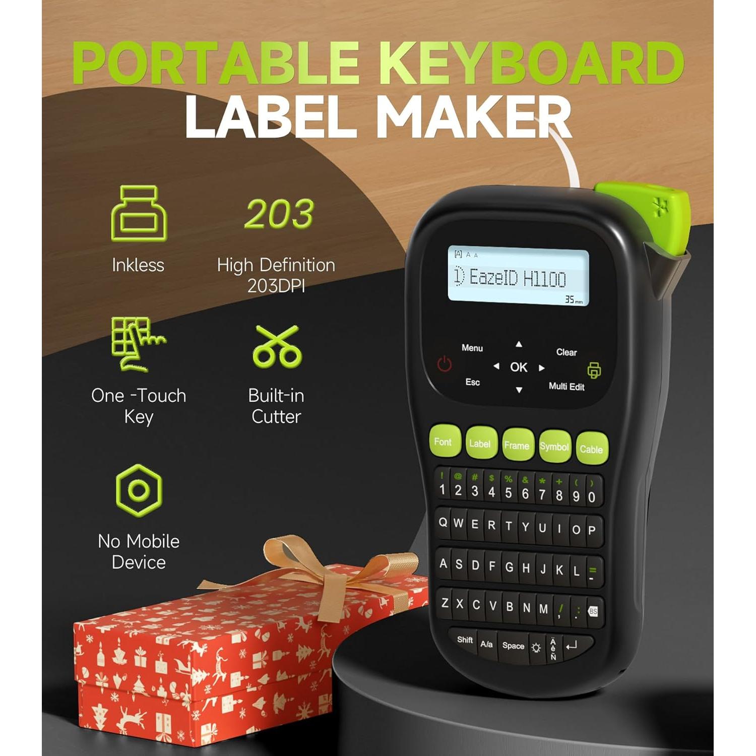 Etiquetadora Portátil EazeID H1100 Negra con Teclado QWERTY