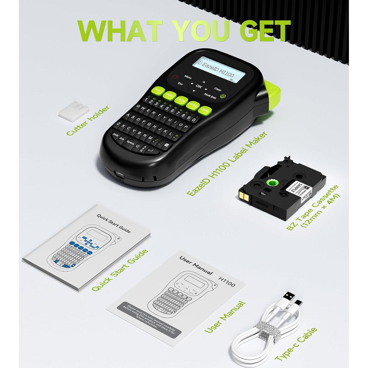 Etiquetadora Portátil EazeID H1100 Negra con Teclado QWERTY