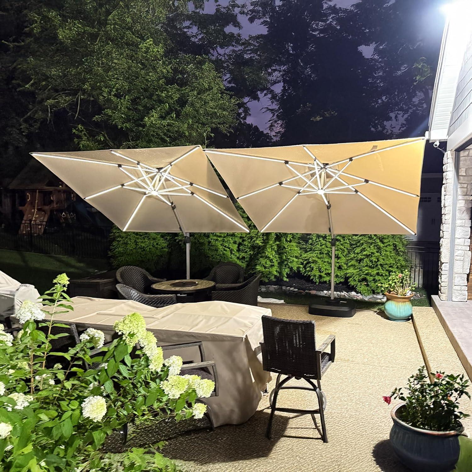 Sombrilla Colgante Beige PURPLE LEAF 2.74m x 3.66m Doble Techo