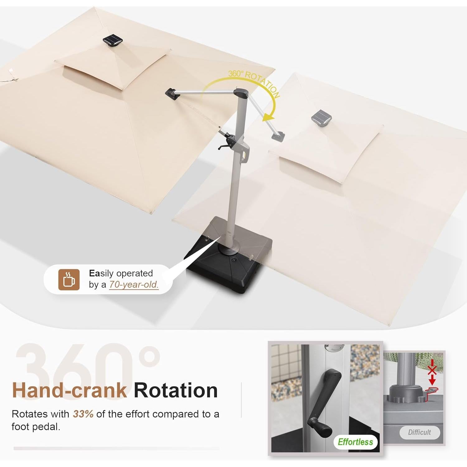 Sombrilla Colgante Beige PURPLE LEAF 2.74m x 3.66m Doble Techo