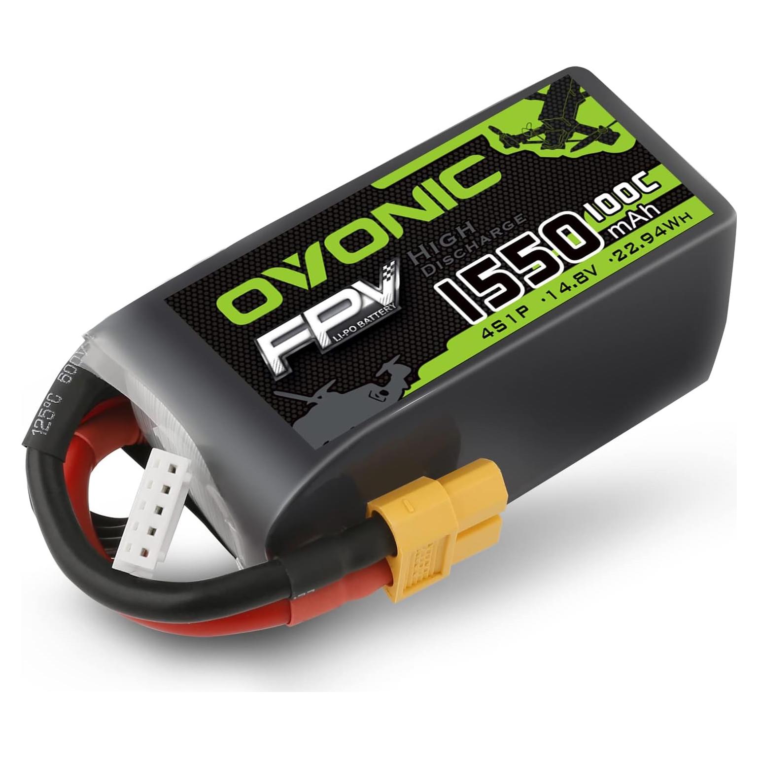 Batería Lipo OVONIC 4S 100C 1550mAh 14.8V XT60 para Dron FPV