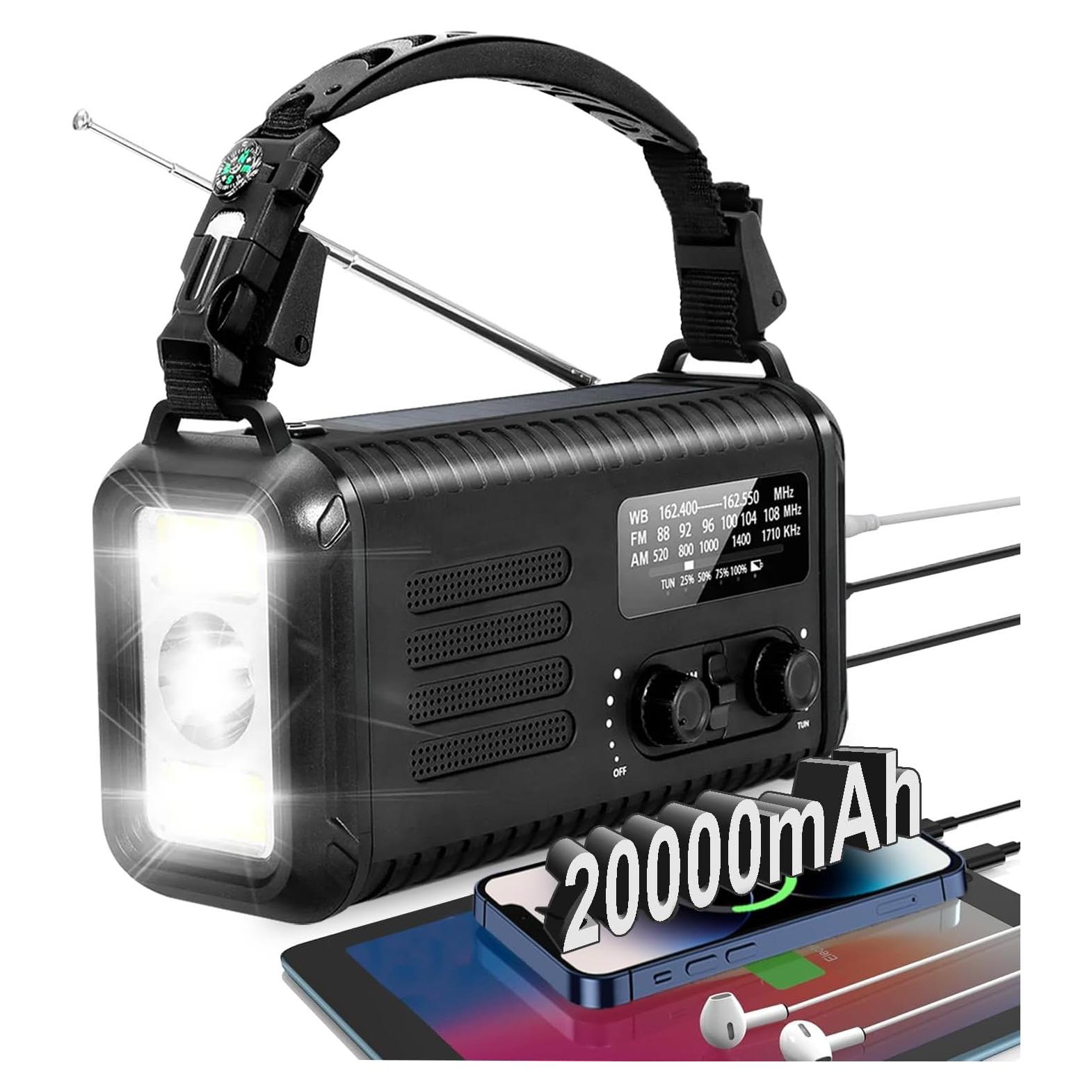 Radio de Manivela de Emergencia iRonthunder NOAA 74000mWh