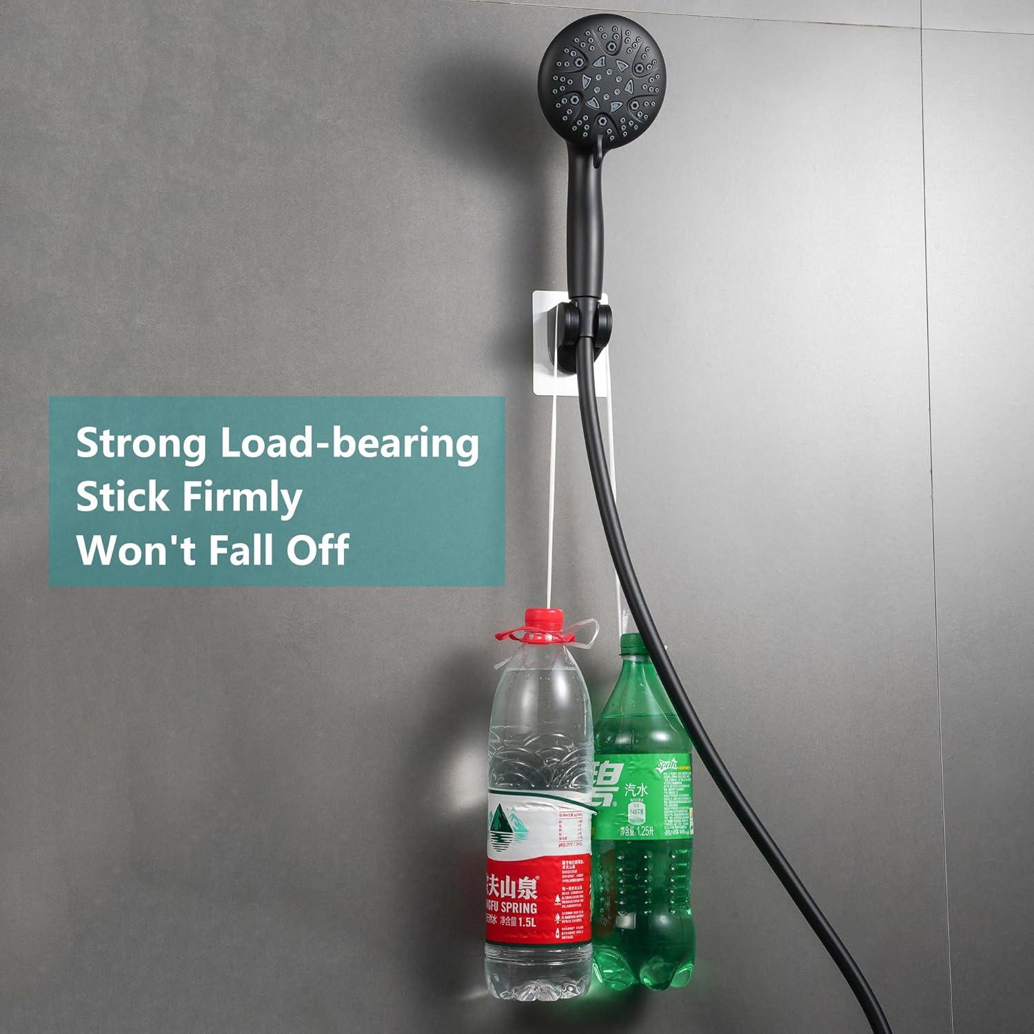 Soporte de Cabezal de Ducha Ajustable GwernKB Negro Adhesivo