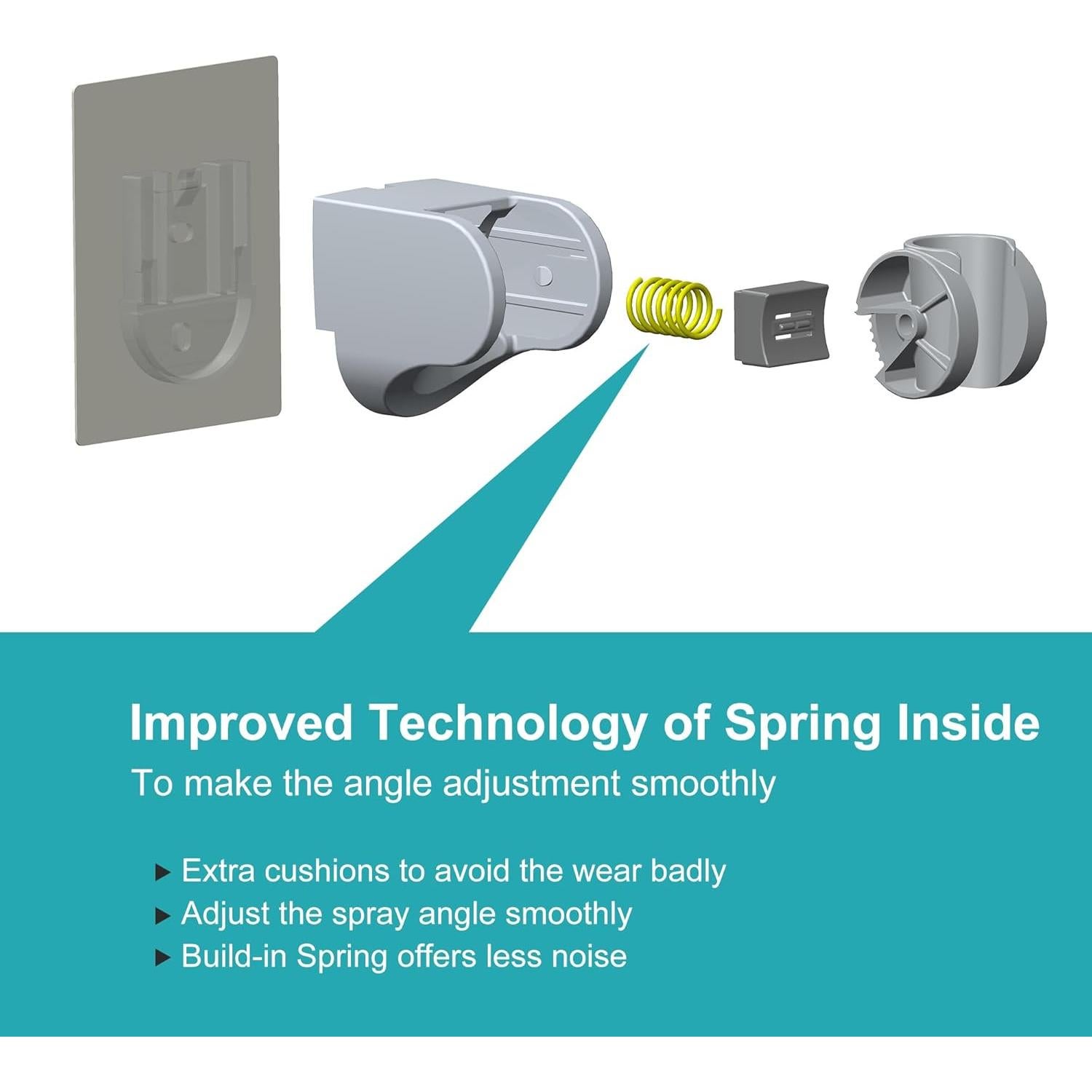 Soporte de Cabezal de Ducha Ajustable GwernKB Negro Adhesivo