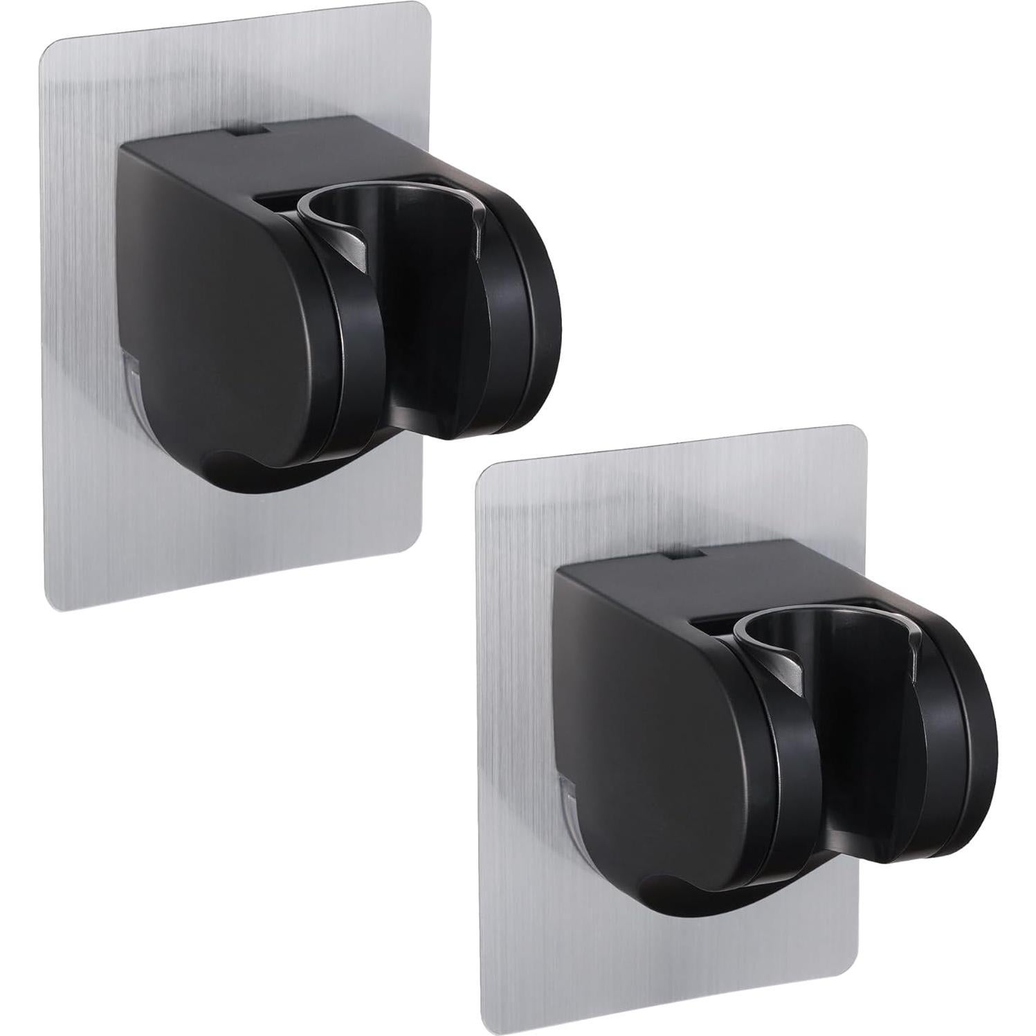 Soporte de Cabezal de Ducha Ajustable GwernKB Negro Adhesivo