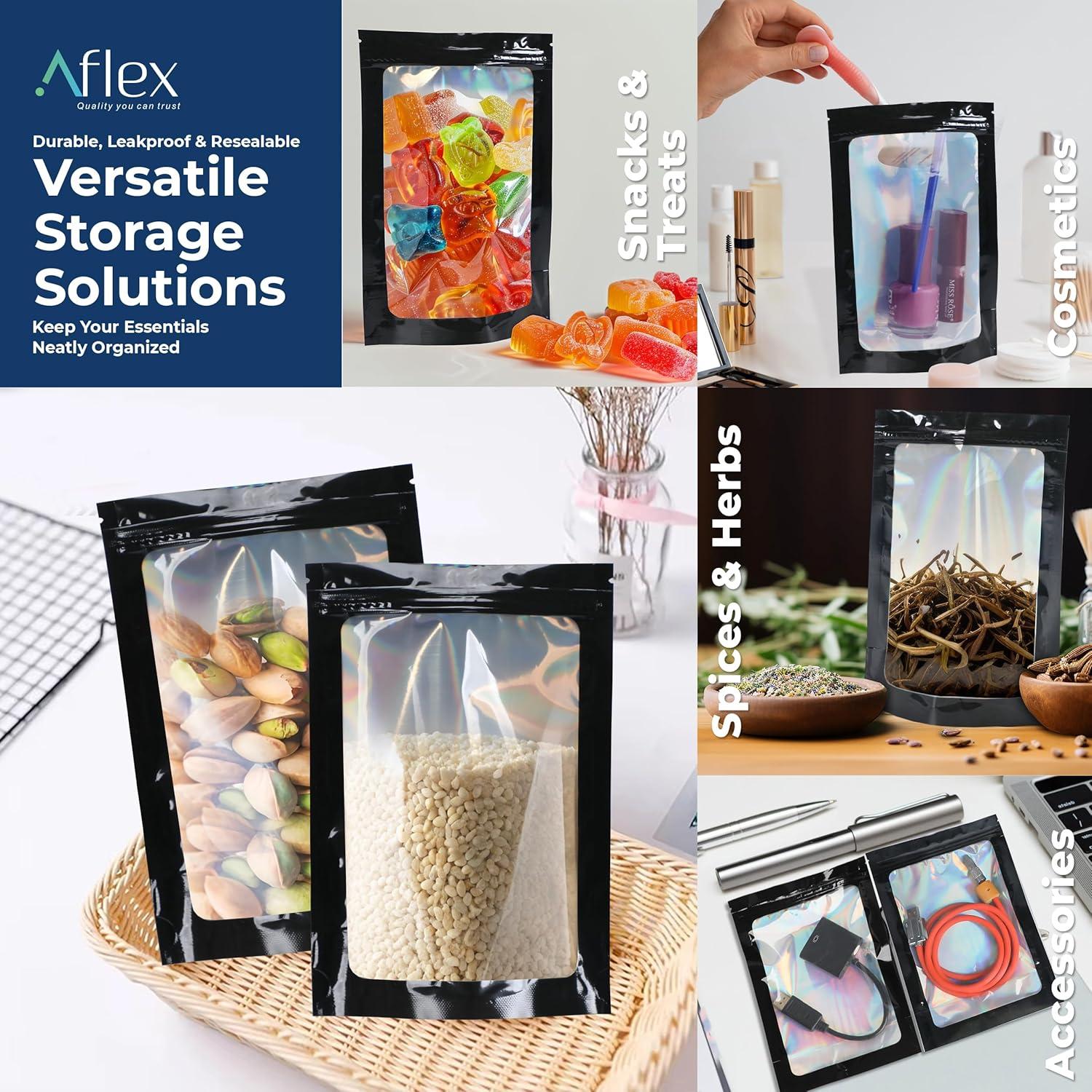 Bolsas Mylar Reutilizables AFLEX 100 Unidades 6.1x9.9cm Negras