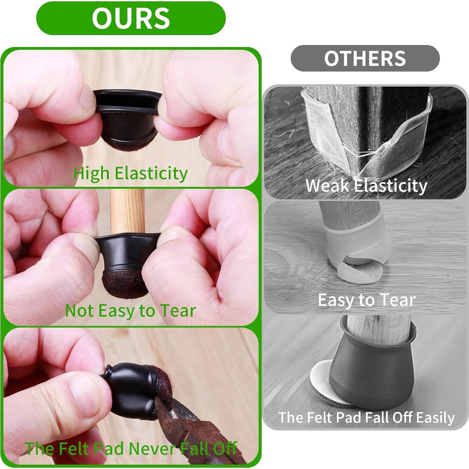 8 Protectores de Suelo para Patas de Sillas GAGUIUP - Negro