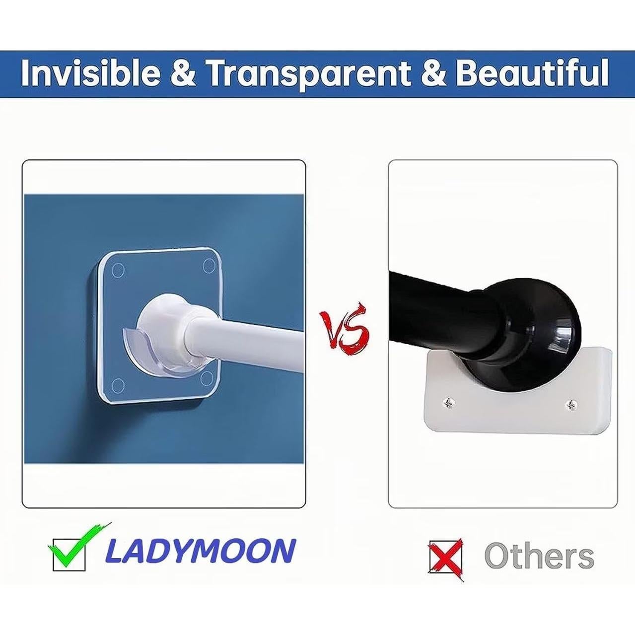Soporte de Varilla de Ducha Adhesivo LADYMOON 4 Piezas Transparente