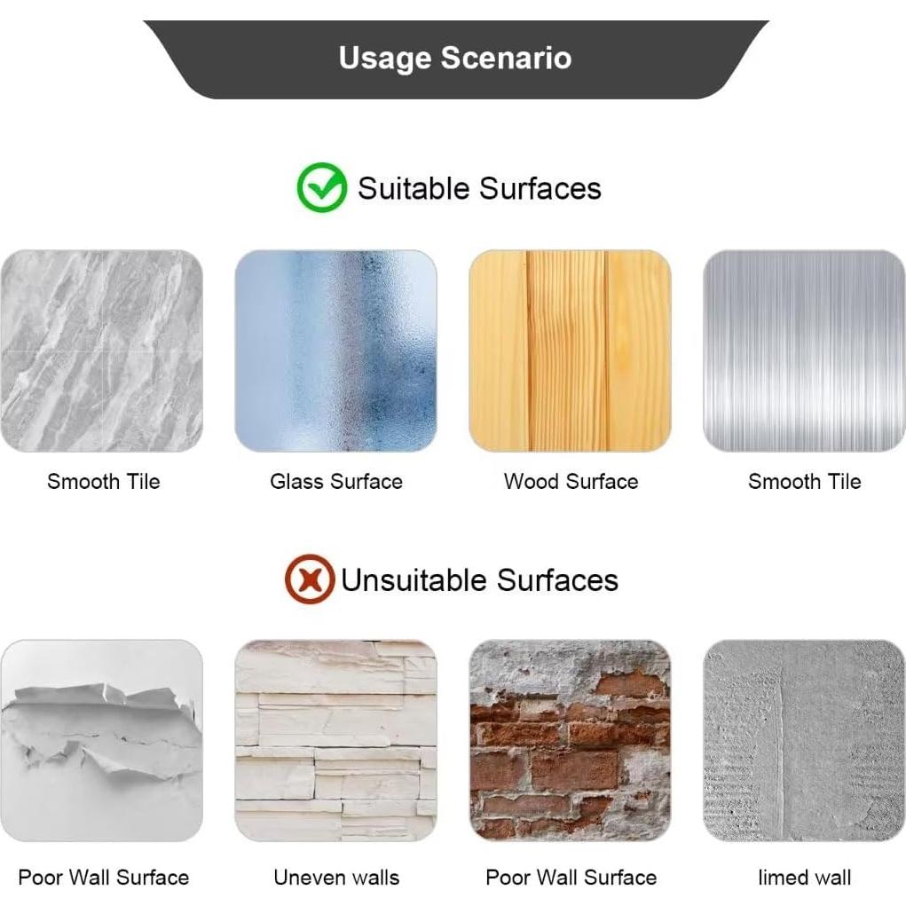 Soporte de Varilla de Ducha Adhesivo LADYMOON 4 Piezas Transparente