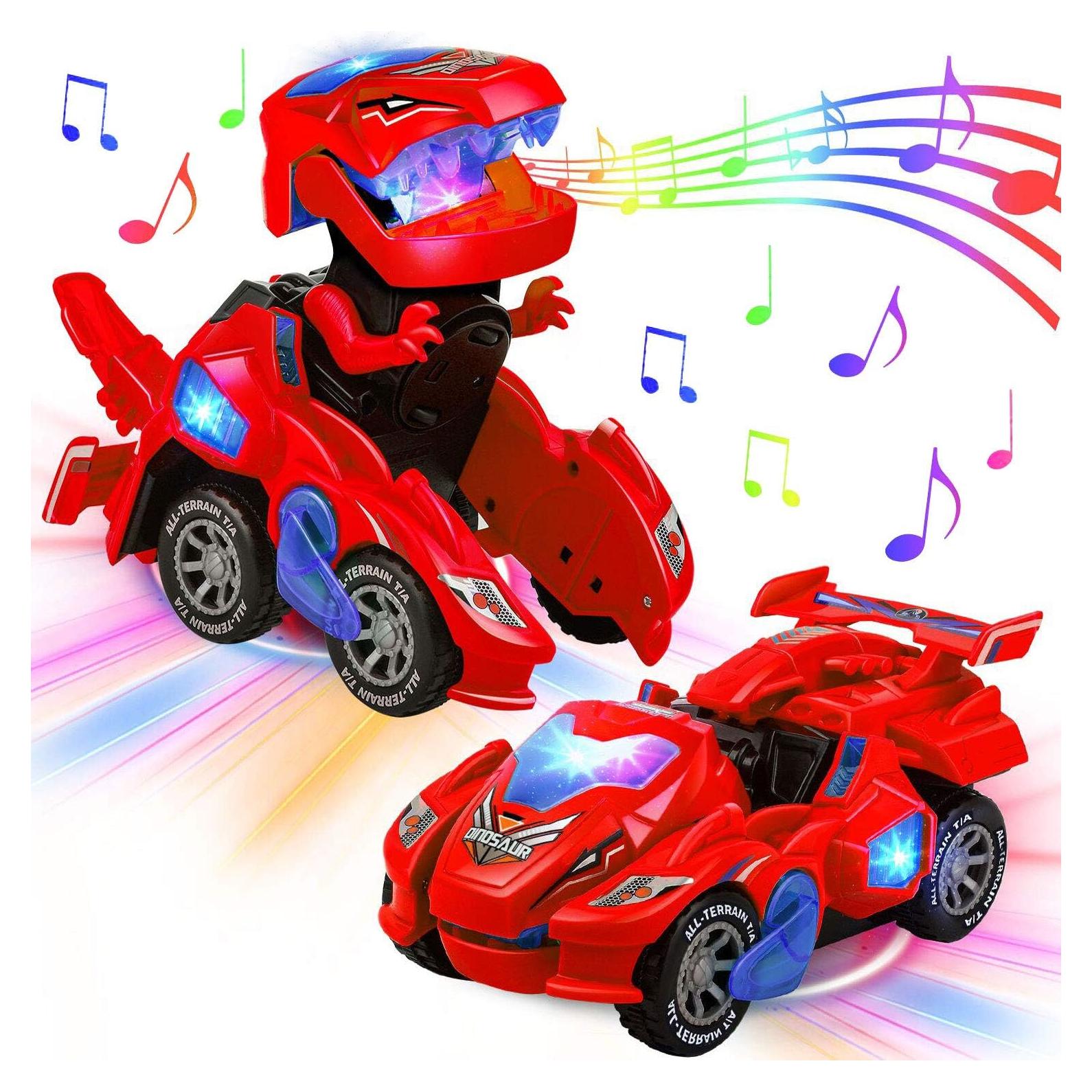 Coche Dinosaurio Transformador AMENON LED 20cm para Niños