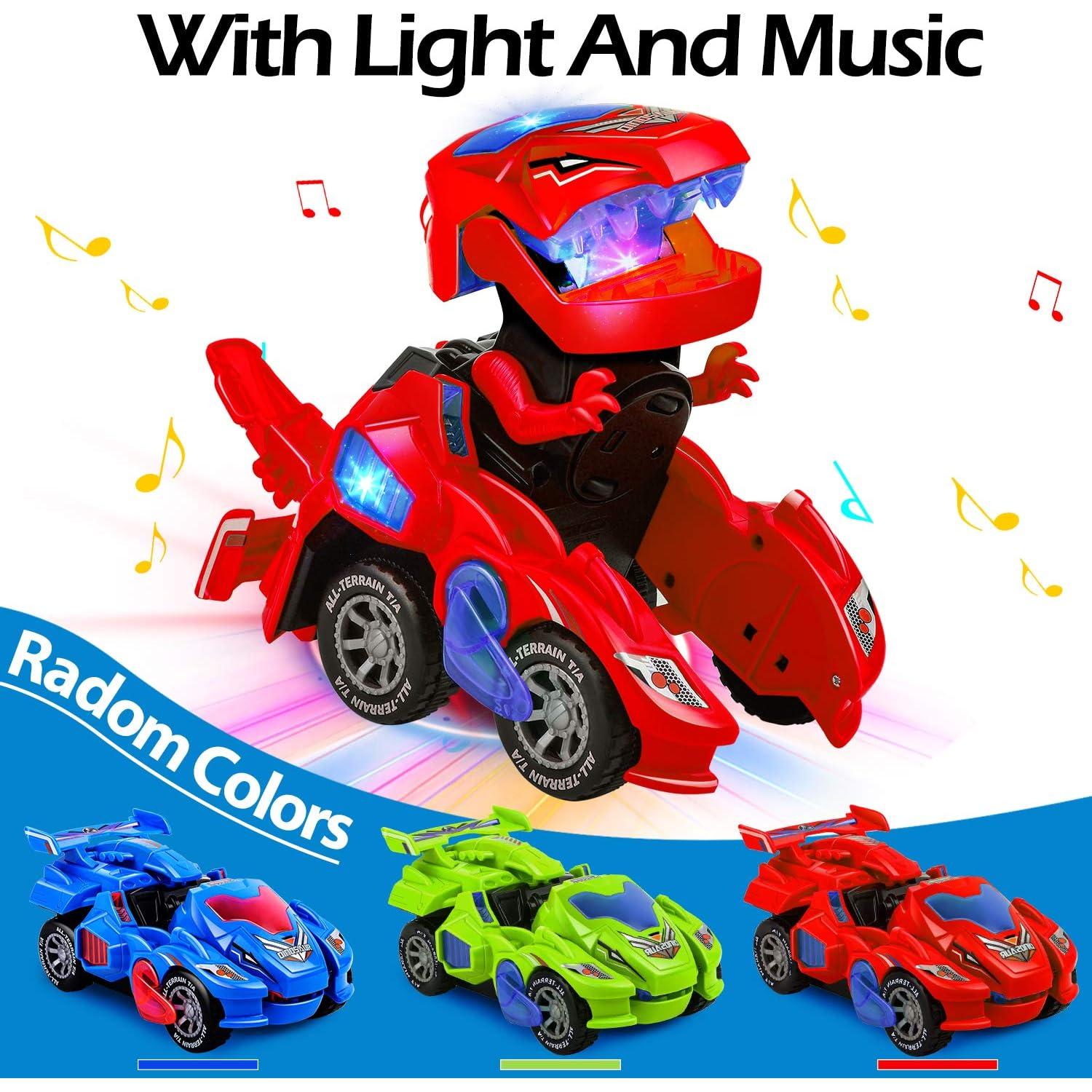 Coche Dinosaurio Transformador AMENON LED 20cm para Niños
