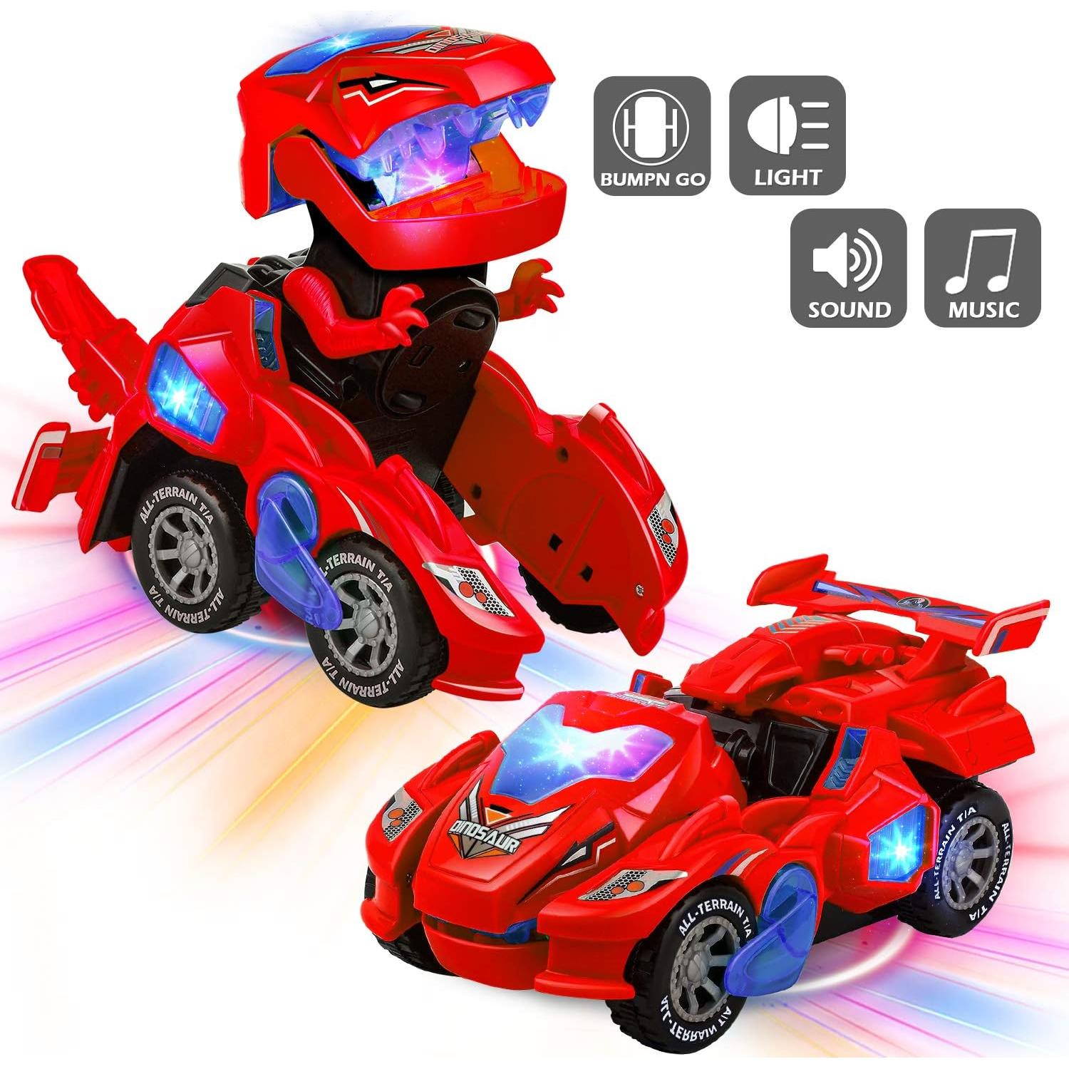 Coche Dinosaurio Transformador AMENON LED 20cm para Niños