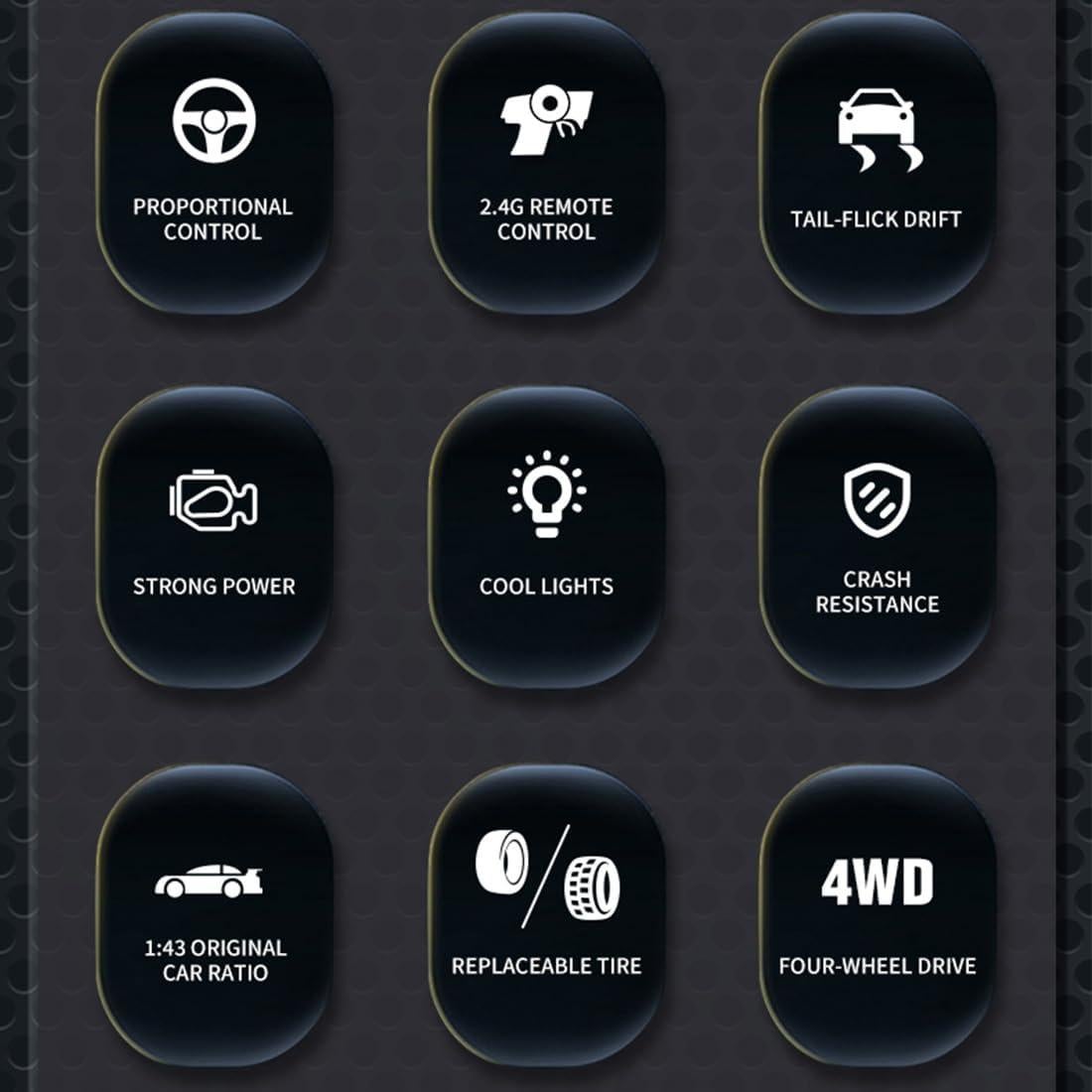 Coche Drift RC OYDL 1/43 15KM/H 4WD Plata con Luces