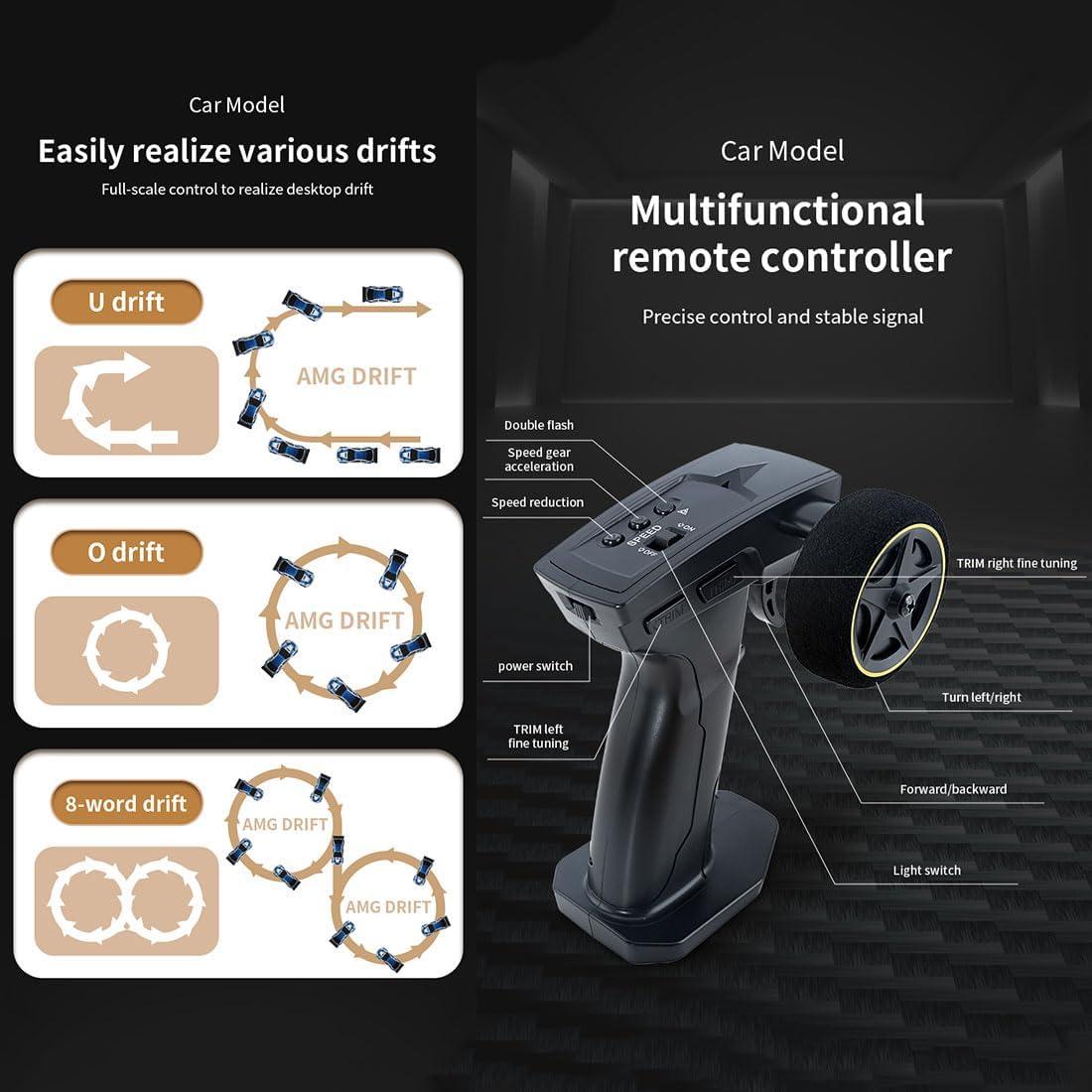 Coche Drift RC OYDL 1/43 15KM/H 4WD Mini Racing Plata
