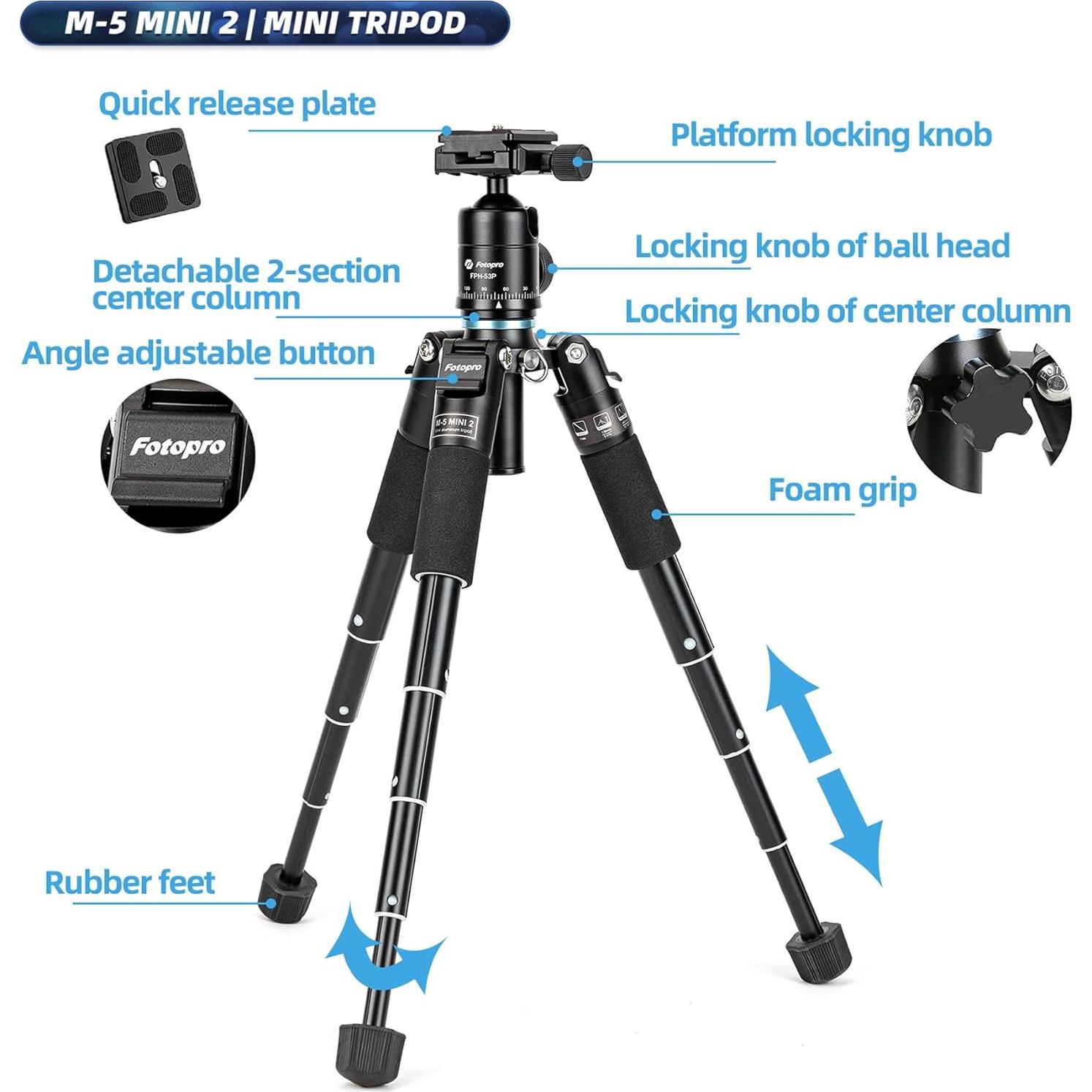 Mini Trípode Fotopro FY-810 Plegable 140 CM Negro