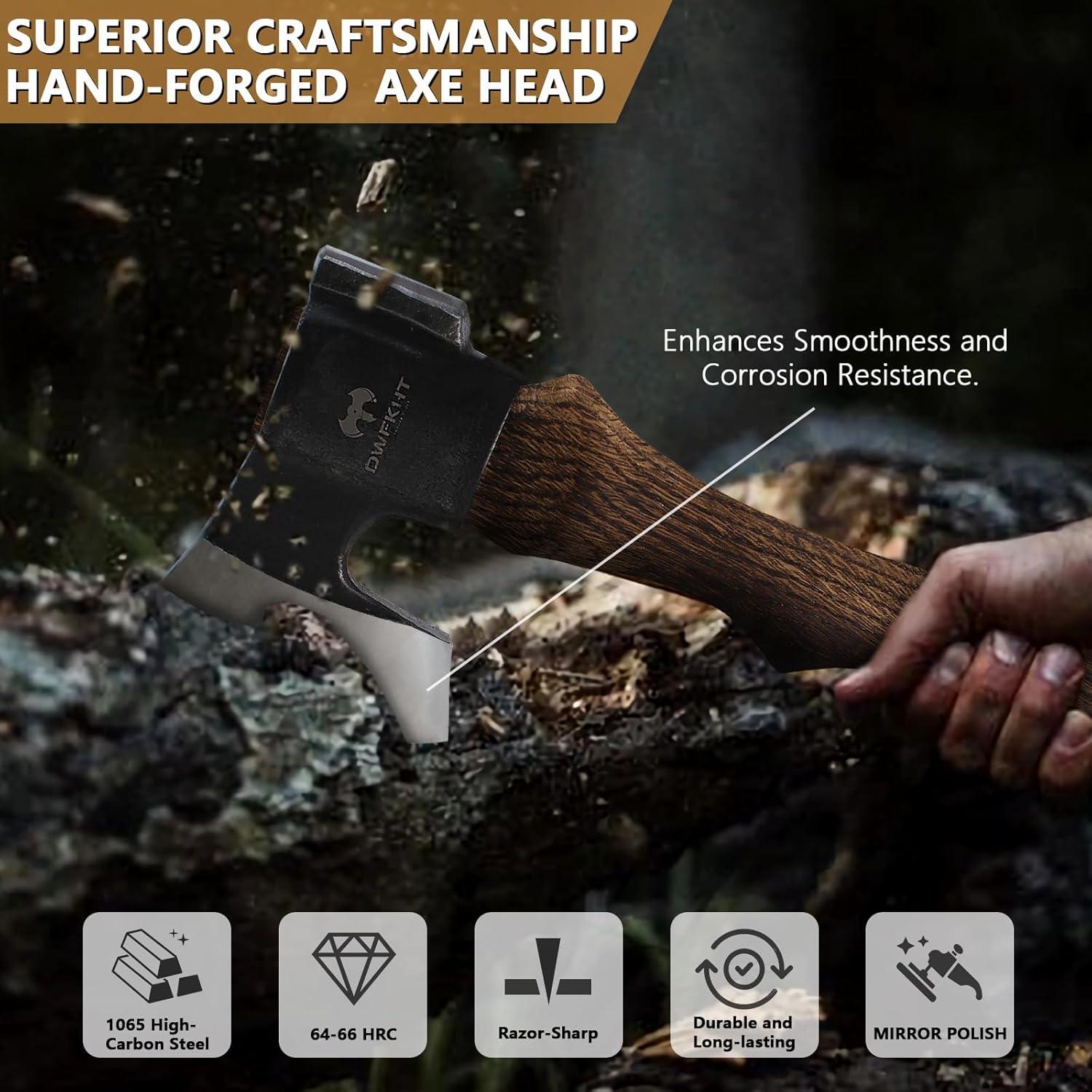 Hacha de Camping DWFKHT 14.3" (36.3 cm) Forjada a Mano