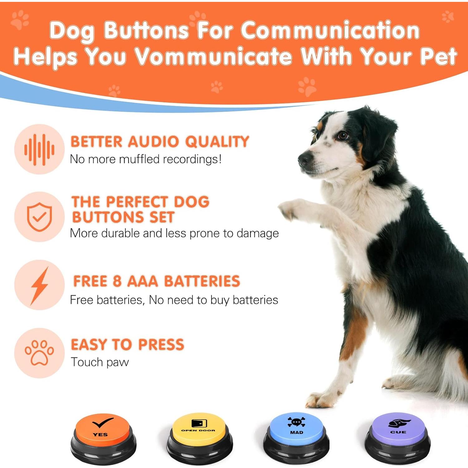 Botones Hablantes para Perros DCIAER - 4 Botones Grabables