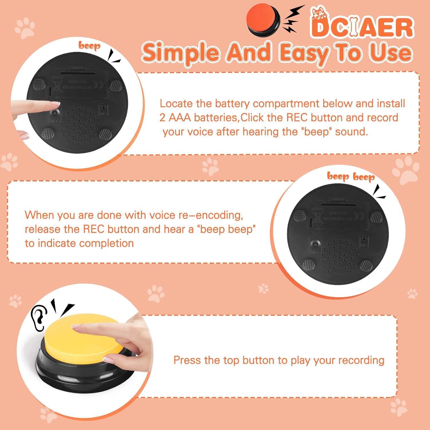 Botones Hablantes para Perros DCIAER - 4 Botones Grabables