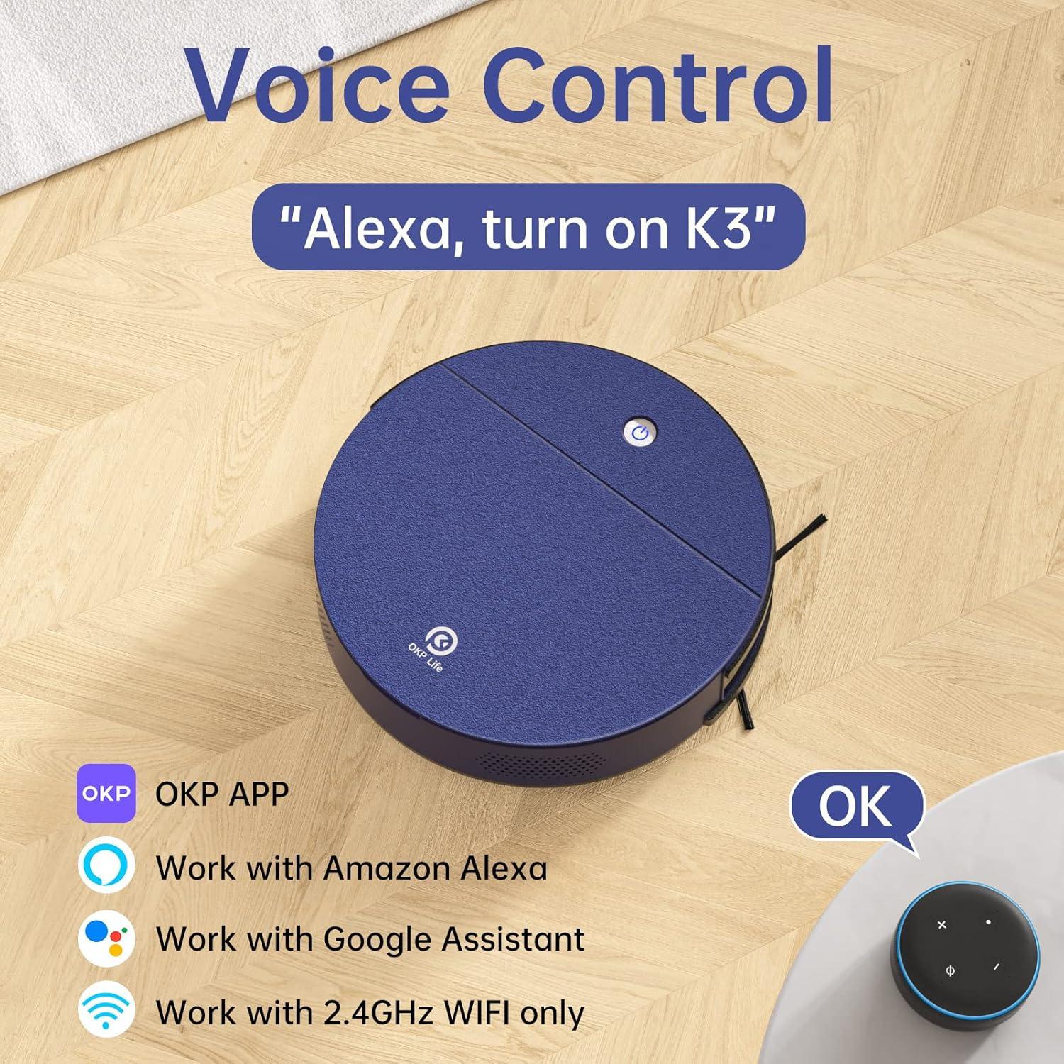 Aspiradora Robot OKP K3 Autocargable 2000Pa Control por Voz