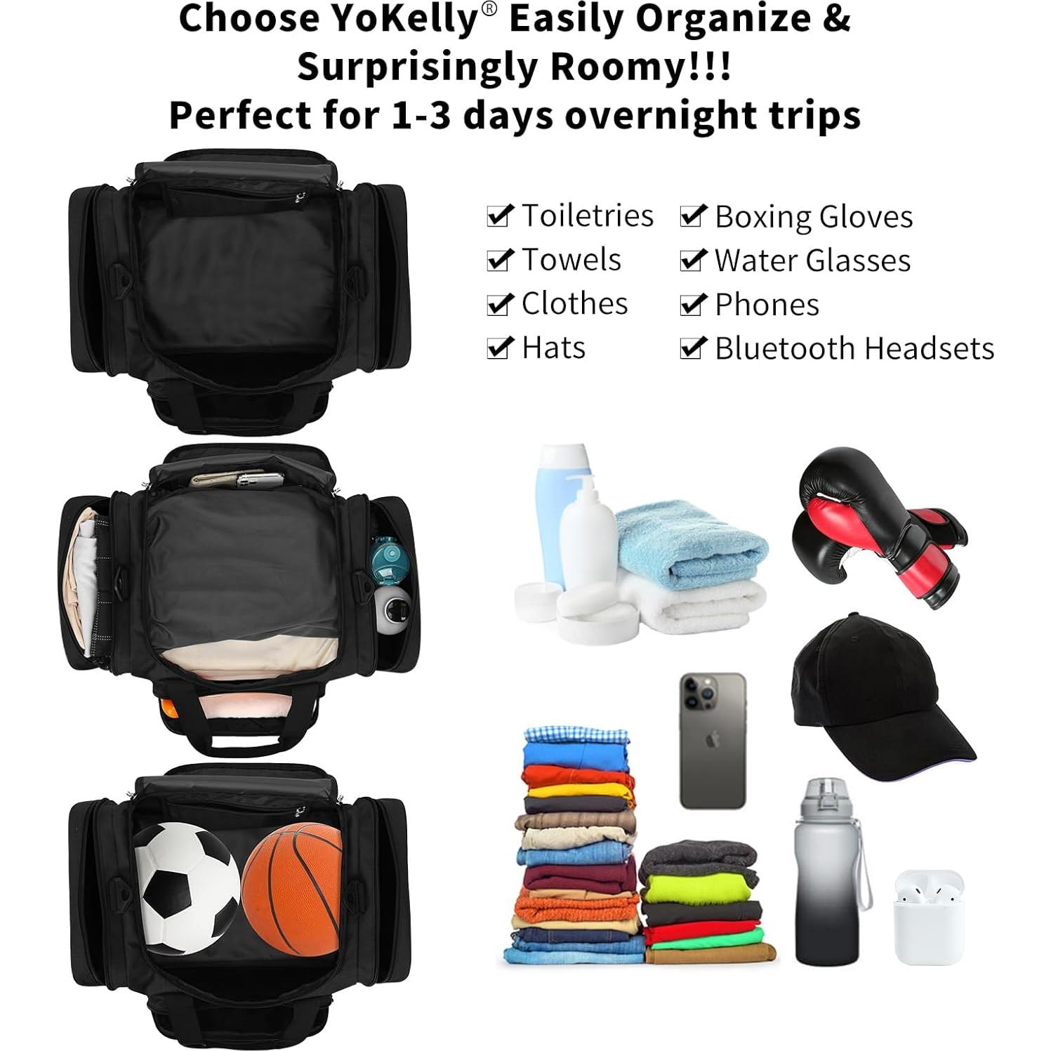 Bolsa de viaje pequeña Yokelly 43 cm - Negro, 6 compartimentos