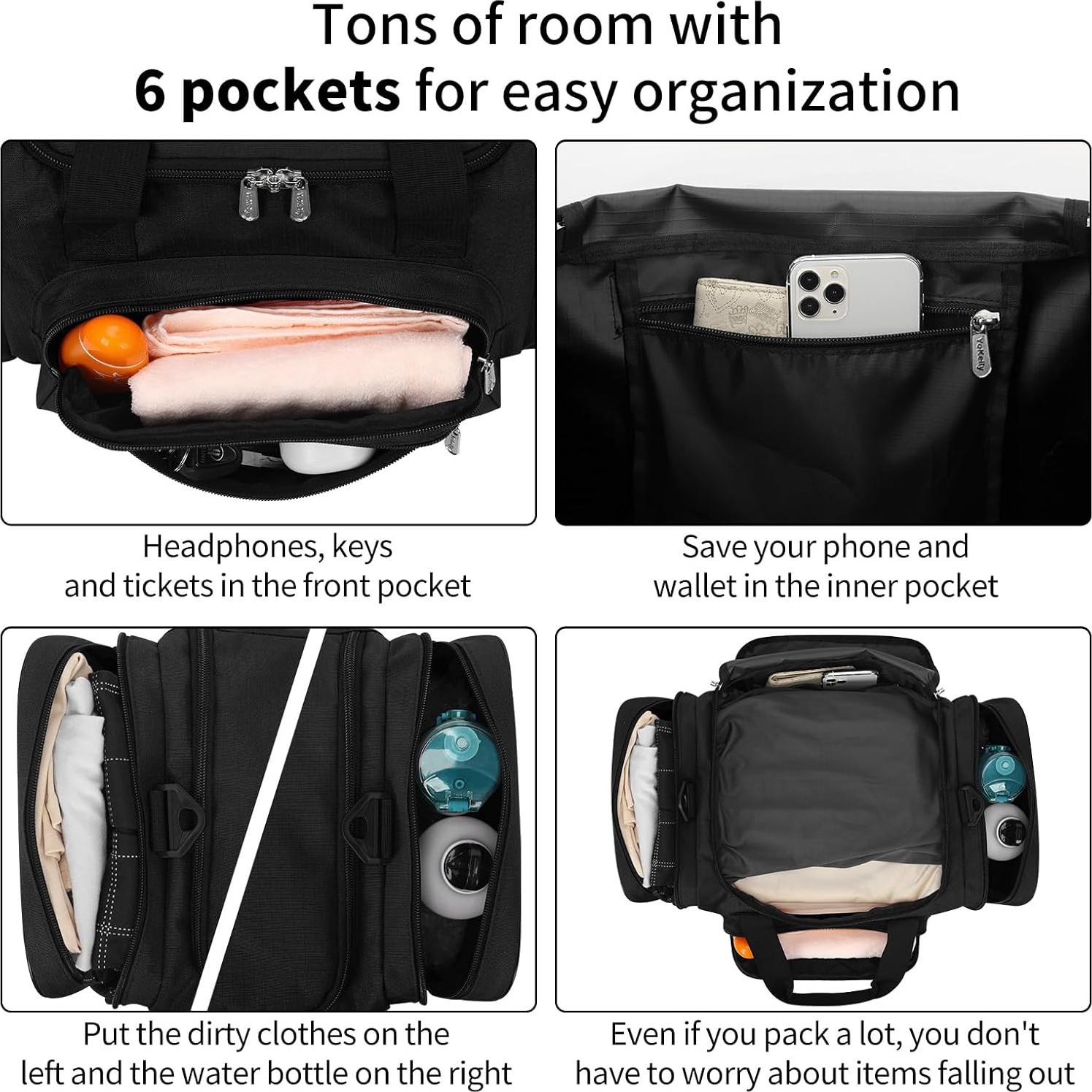 Bolsa de viaje pequeña Yokelly 43 cm - Negro, 6 compartimentos