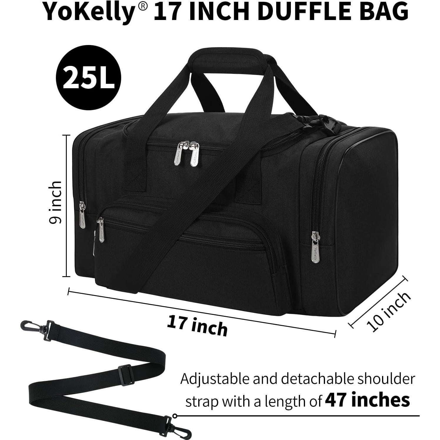 Bolsa de viaje pequeña Yokelly 43 cm - Negro, 6 compartimentos