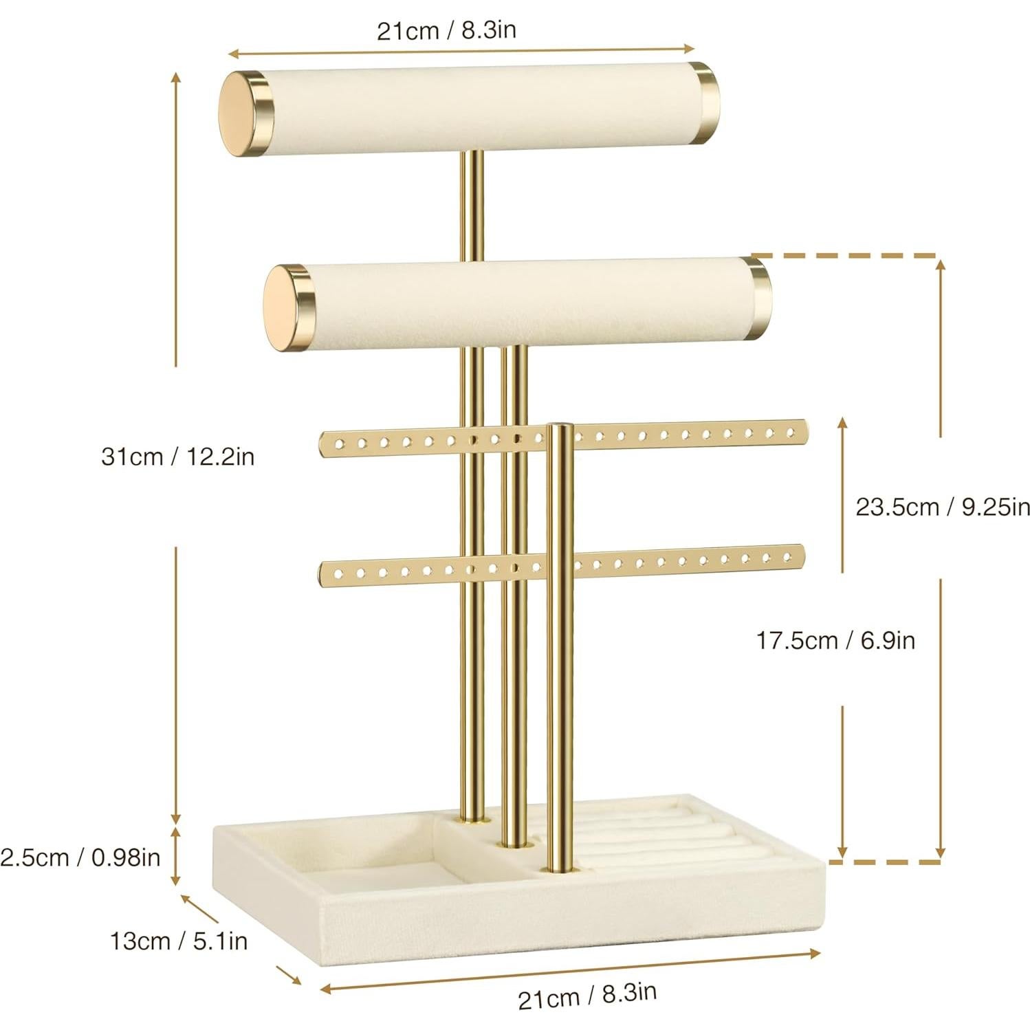 Soporte para Pulseras Bussdis de Terciopelo Beige 3 Niveles