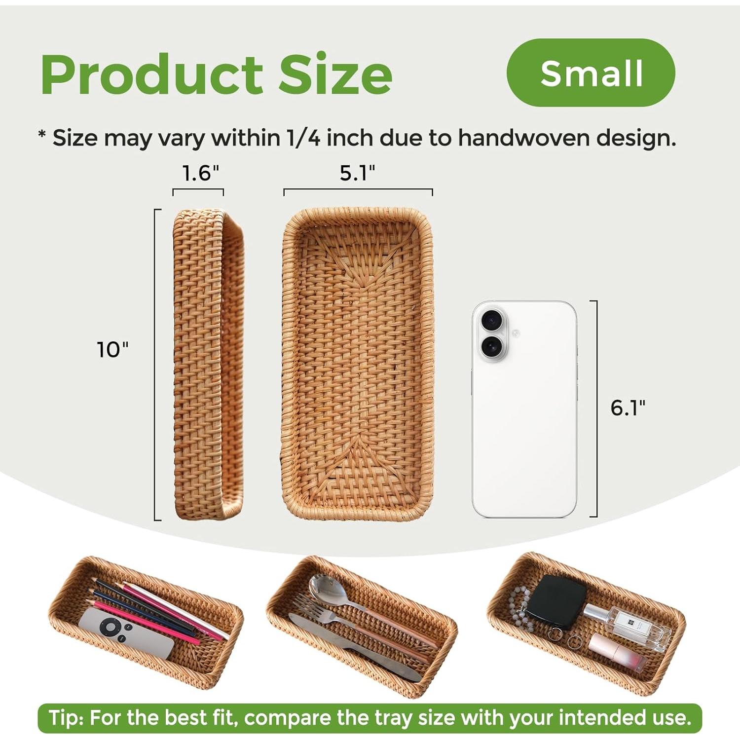 Bandeja de Mimbre Natural S310 Rectangular 25.4x12.95 cm