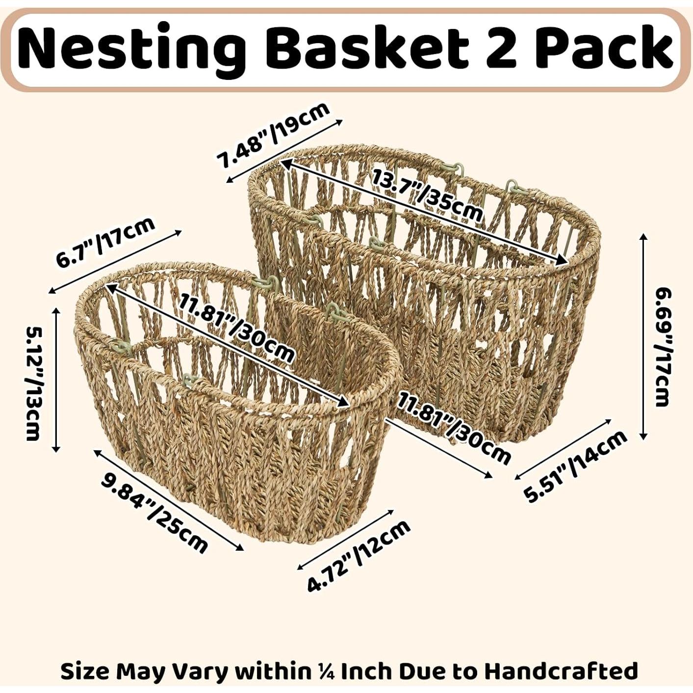 Cesta de Picnic Edergoo 2 Paquetes Mimbre Natural 35x19x17cm