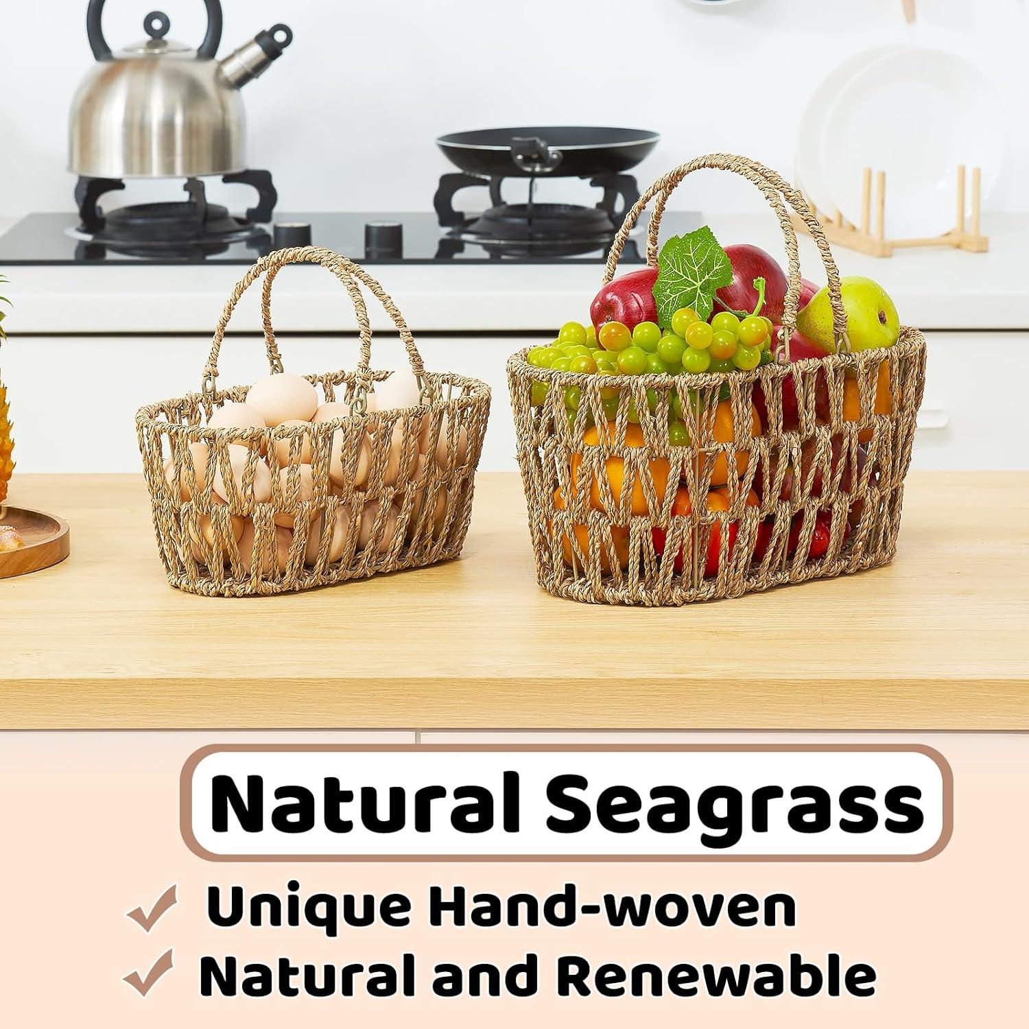 Cesta de Picnic Edergoo 2 Paquetes Mimbre Natural 35x19x17cm