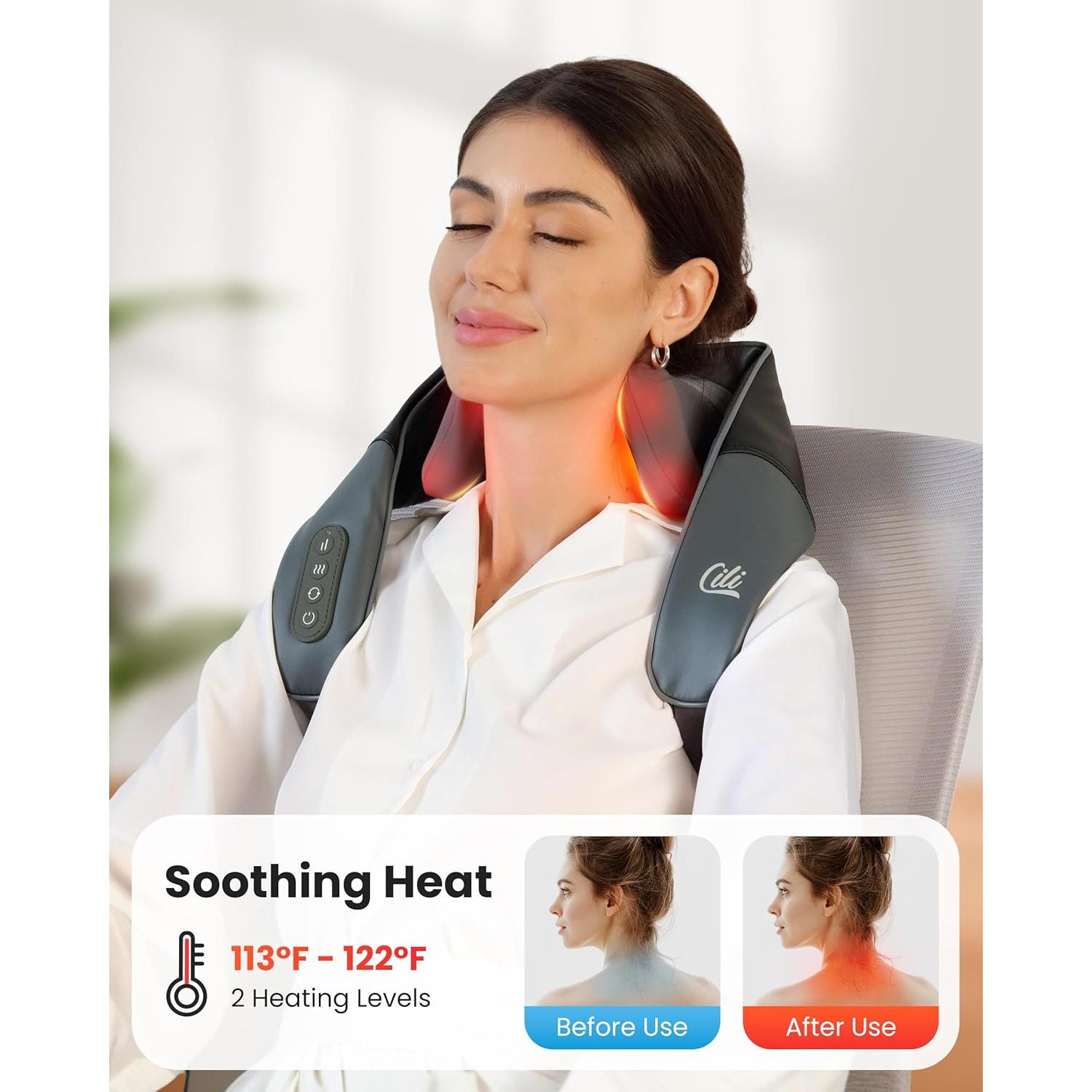 Masajeador de Cuello Inalámbrico CILI CL-6826 con Calor 4D