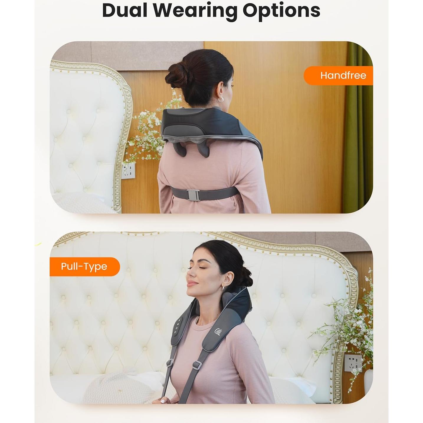 Masajeador de Cuello Inalámbrico CILI CL-6826 con Calor 4D