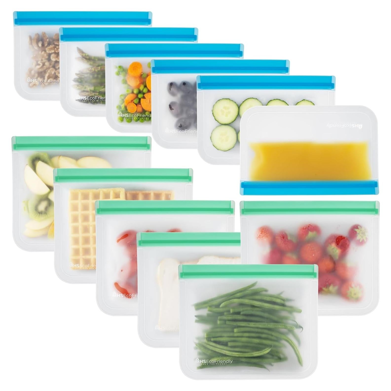 Bolsas de Congelador Reutilizables MHSEcoFriendly 12 Pzas M y XL