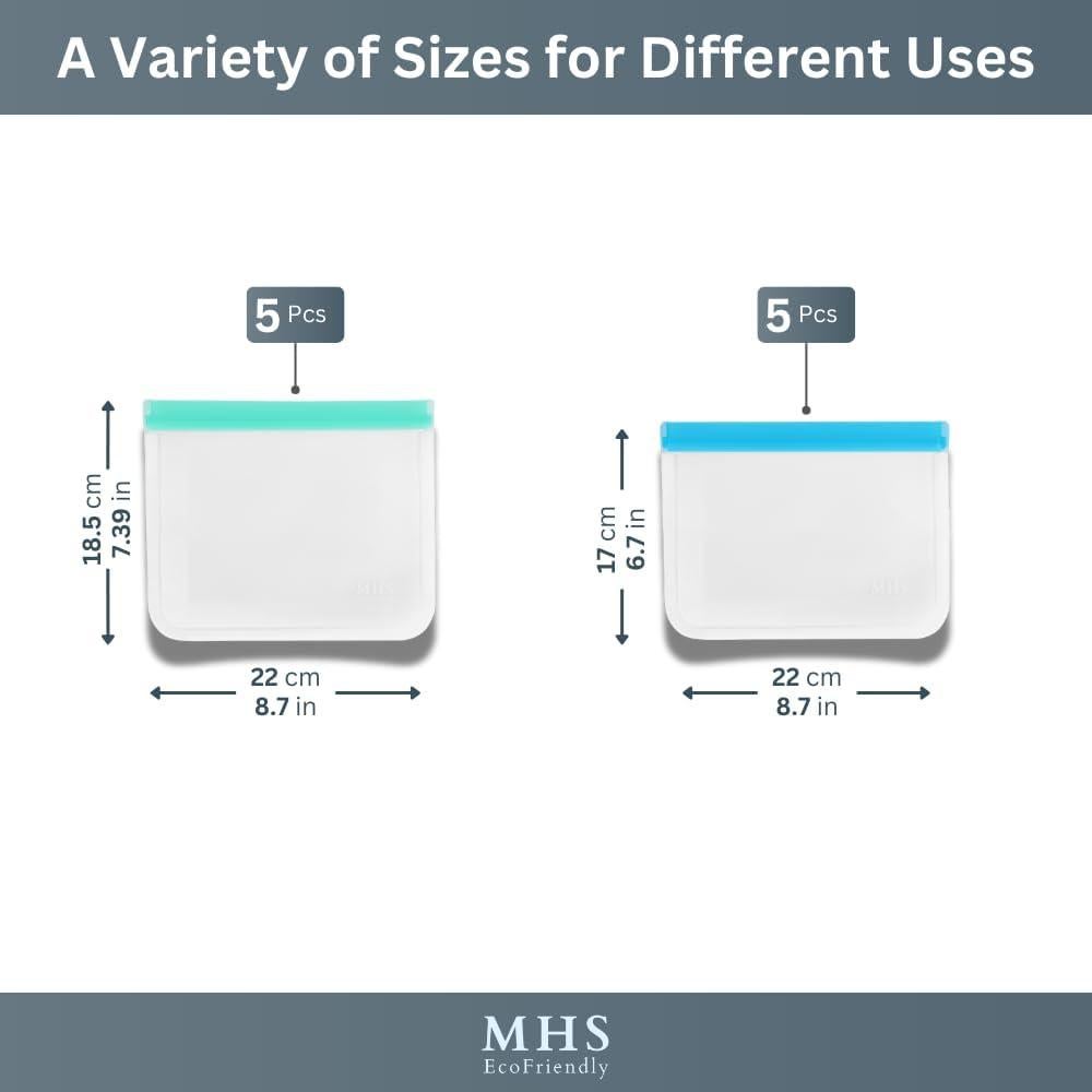 Bolsas de Congelador Reutilizables MHSEcoFriendly 12 Pzas M y XL
