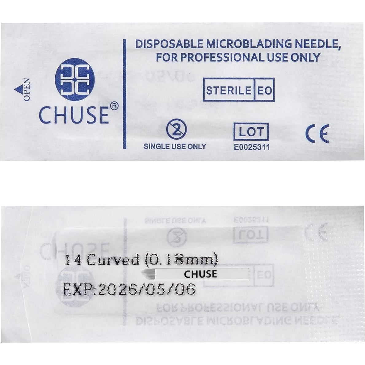 Microblades CHUSE 14 Curvado 0.18mm - 50 Piezas Estériles