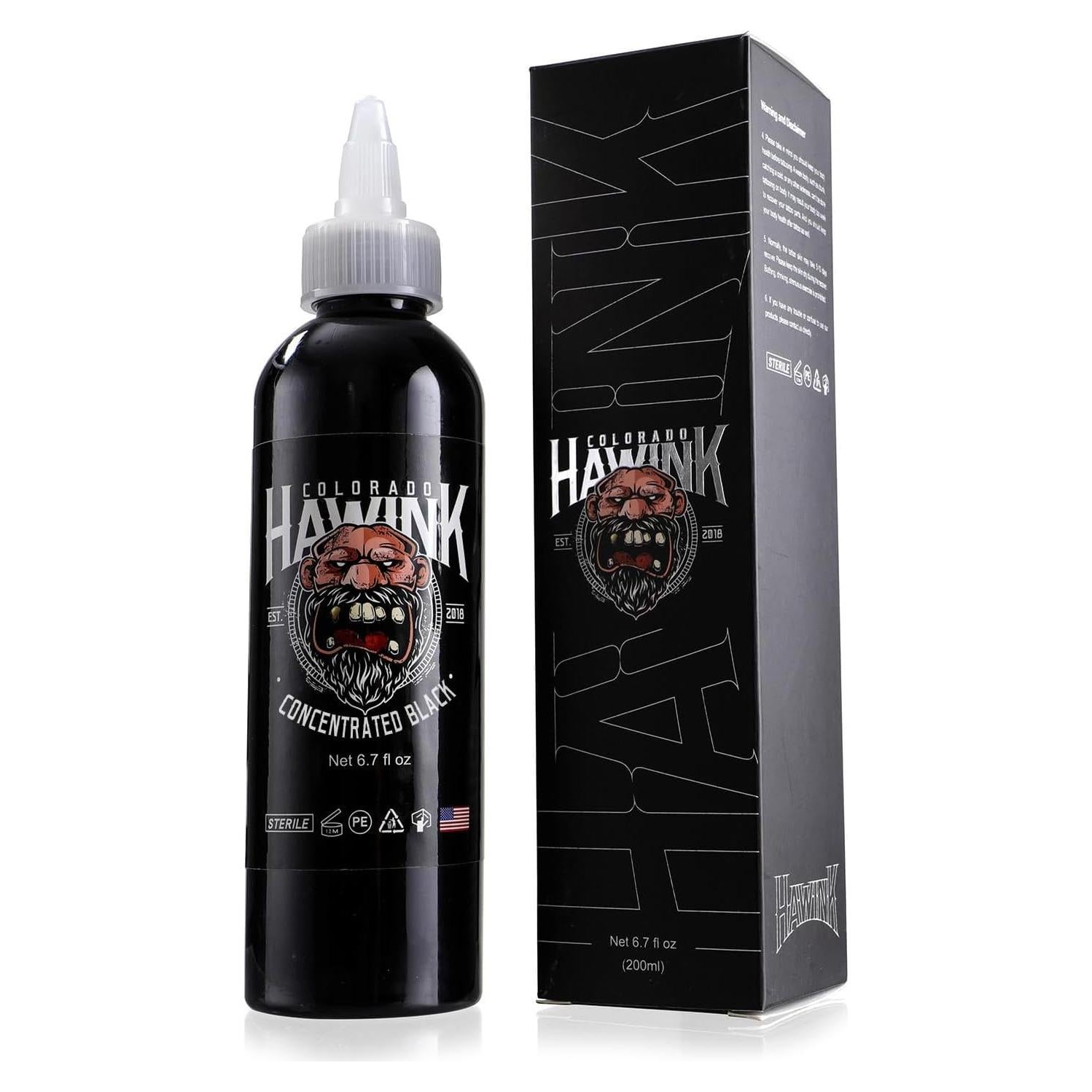 Tinta para Tatuajes Hawink 200ml Vegana Negra Concentrada