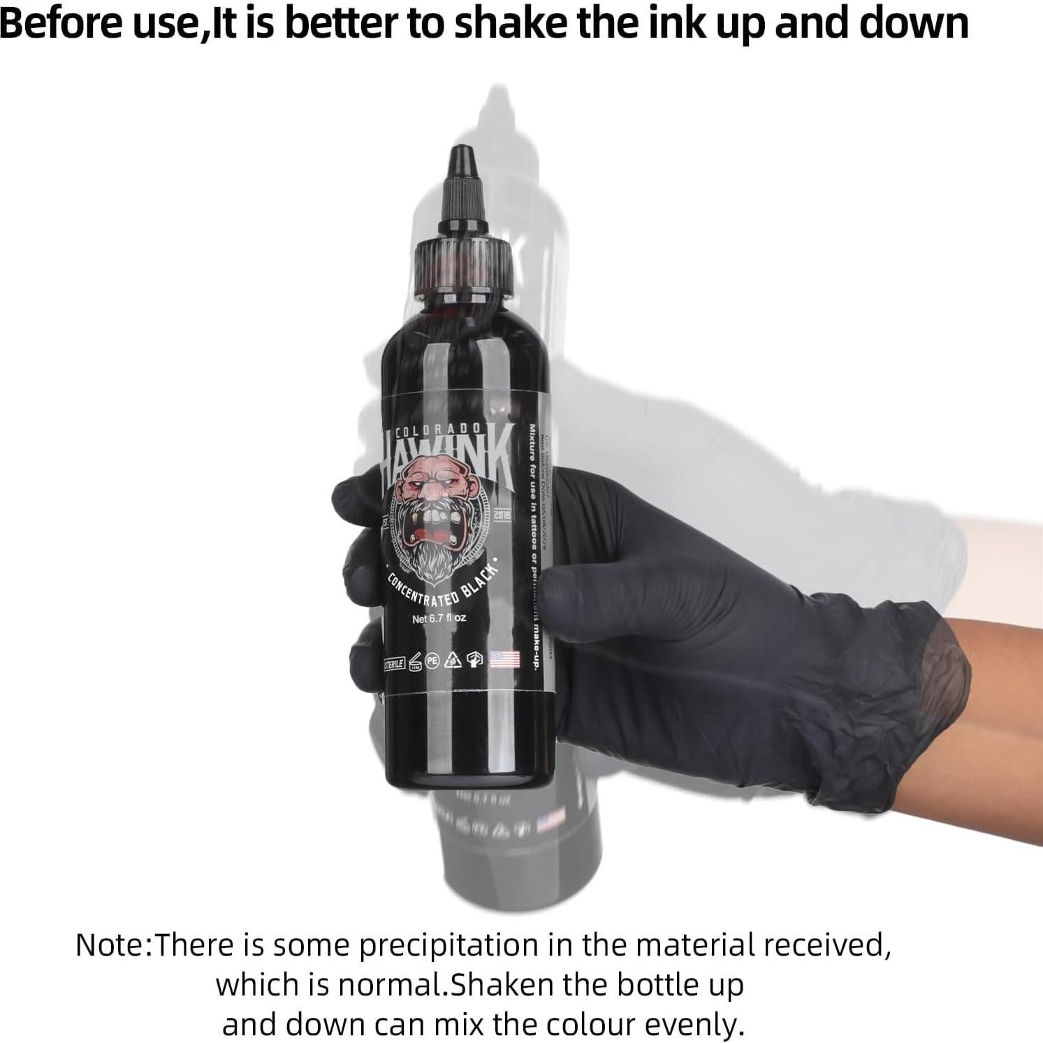 Tinta para Tatuajes Hawink 200ml Vegana Negra Concentrada