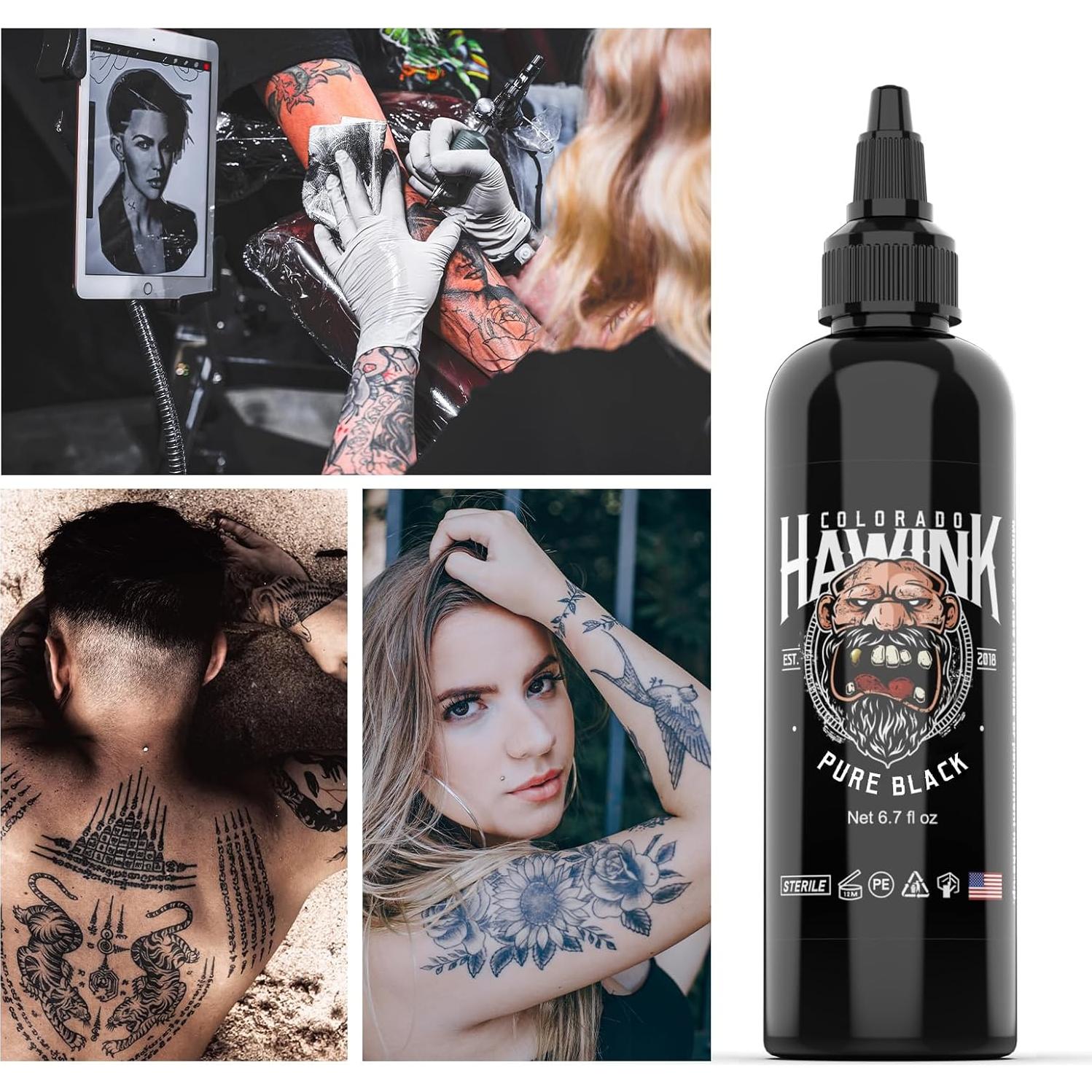 Tinta para Tatuajes Hawink 200ml Vegana Negra Concentrada