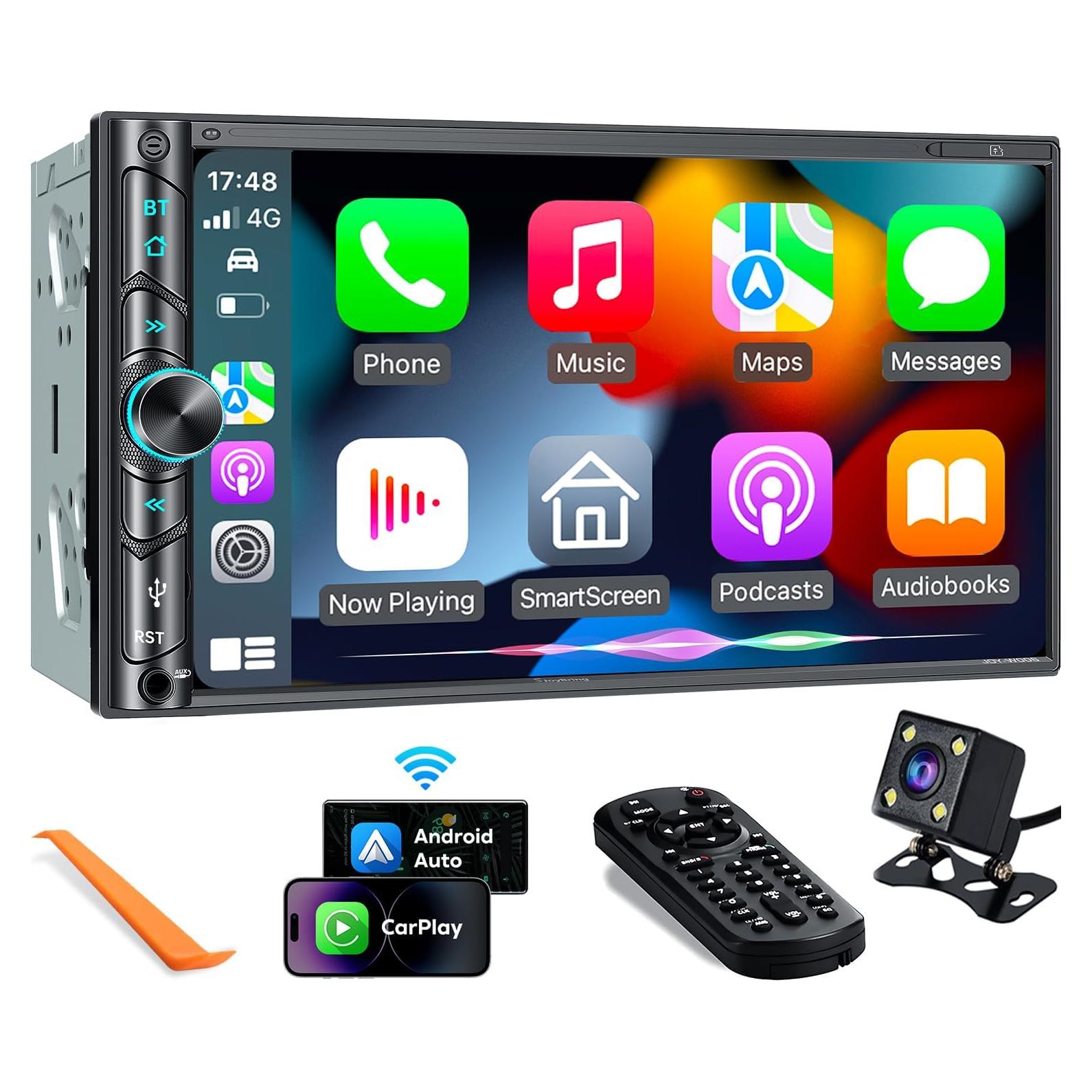 Estéreo de Coche Doble Din SJOYBRING con Carplay y Android Auto