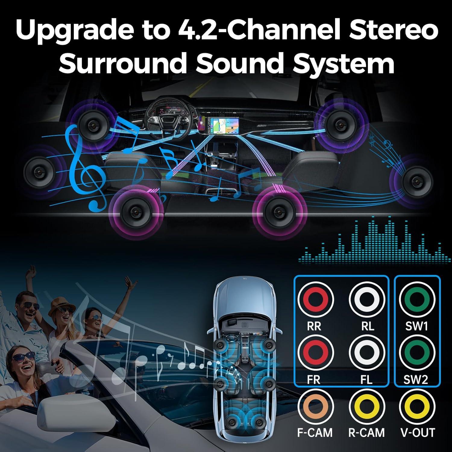 Estéreo de Coche Doble Din SJOYBRING con Carplay y Android Auto