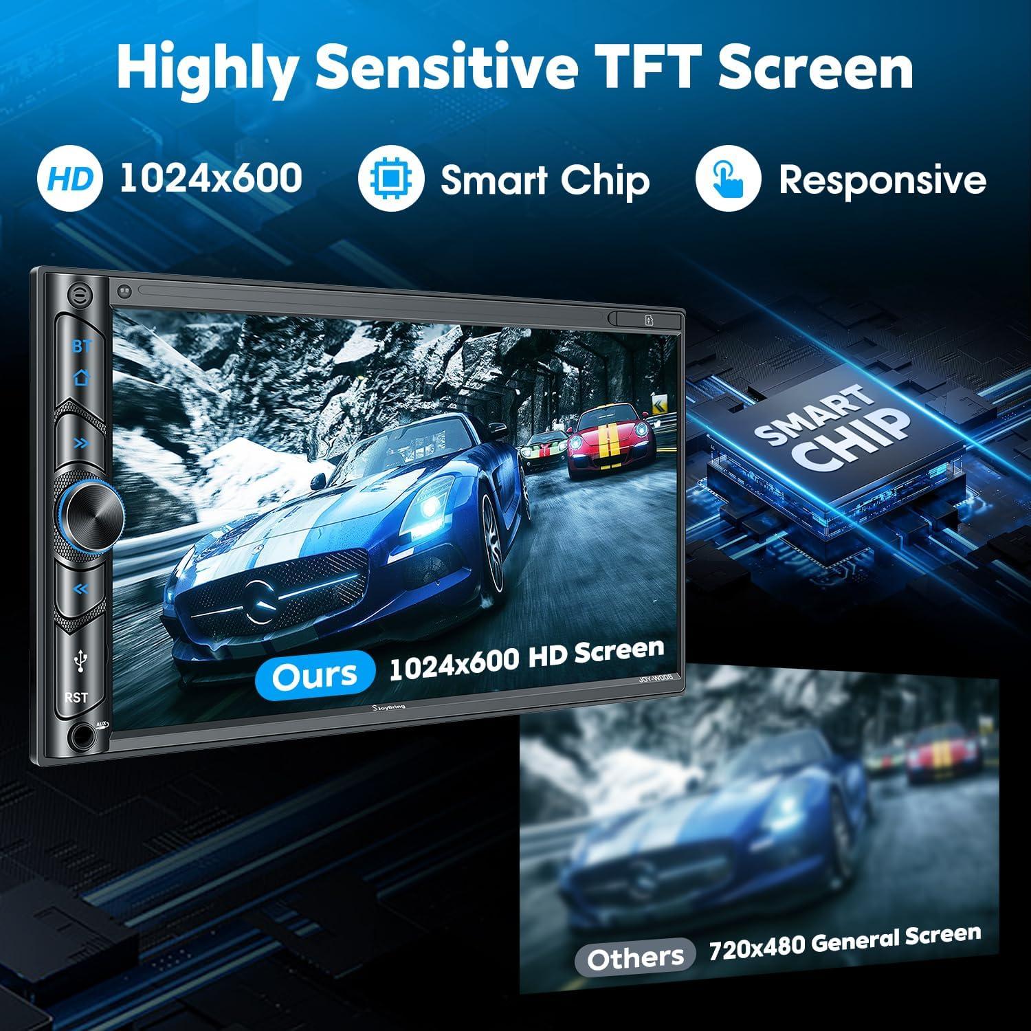 Estéreo de Coche Doble Din SJOYBRING con Carplay y Android Auto